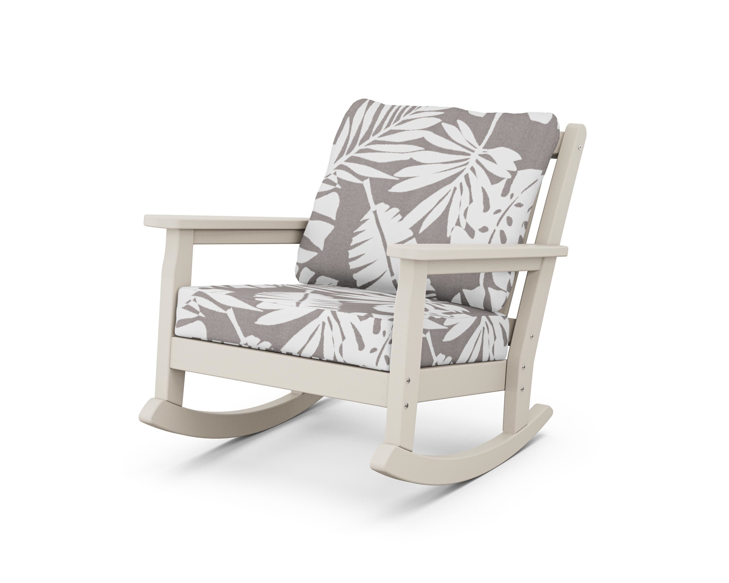 Chippendale Deep Seating Rocking Chair in Sand / Leaf Grey Mist