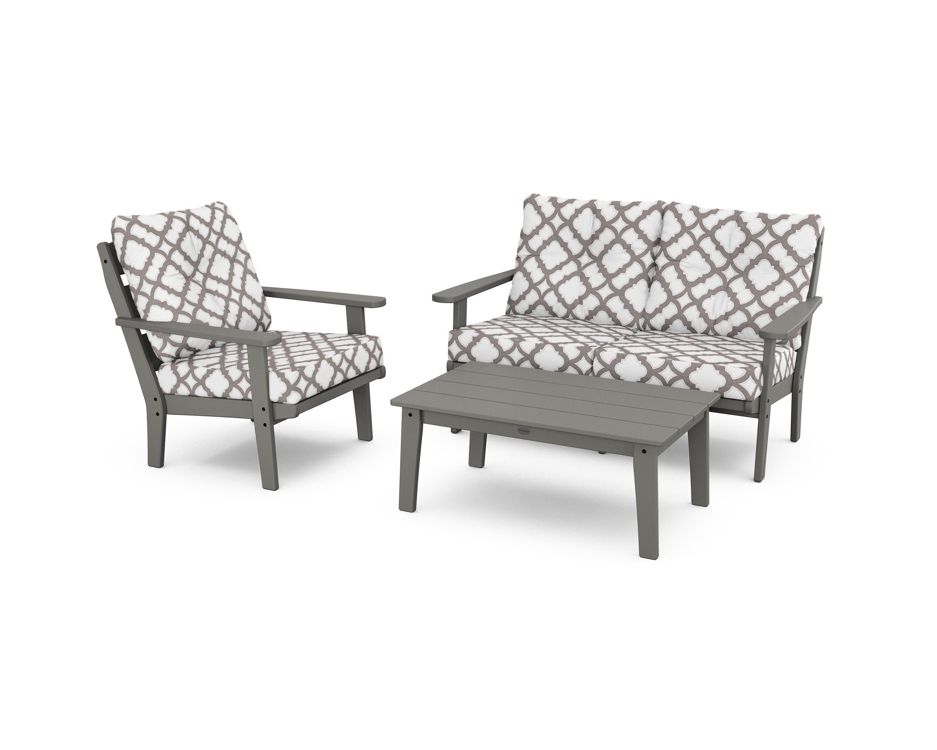 Lakeside 3-Piece Deep Seating Set in Slate Grey / Trellis Grey Mist