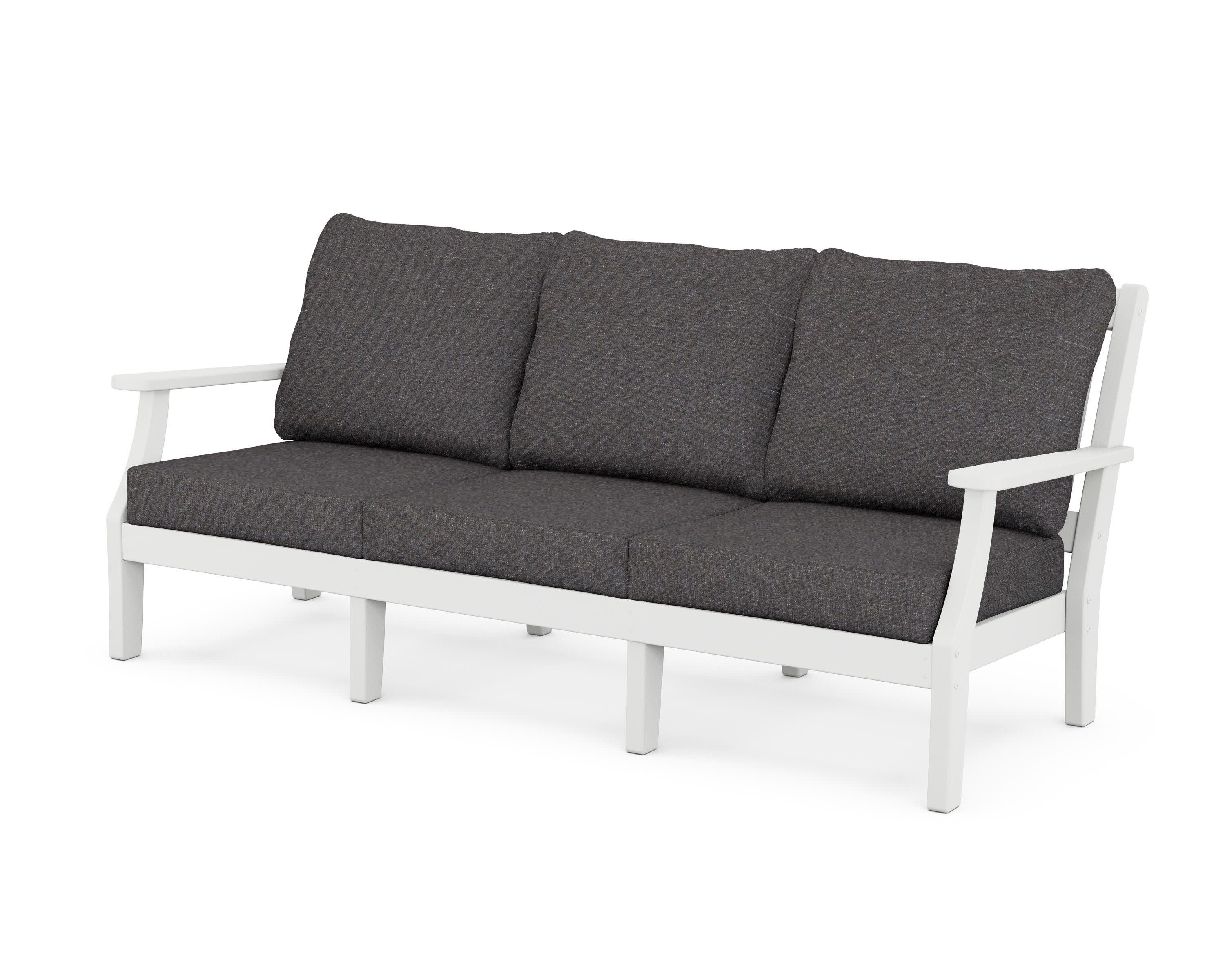 Chinoiserie Deep Seating Sofa in White / Ash Charcoal