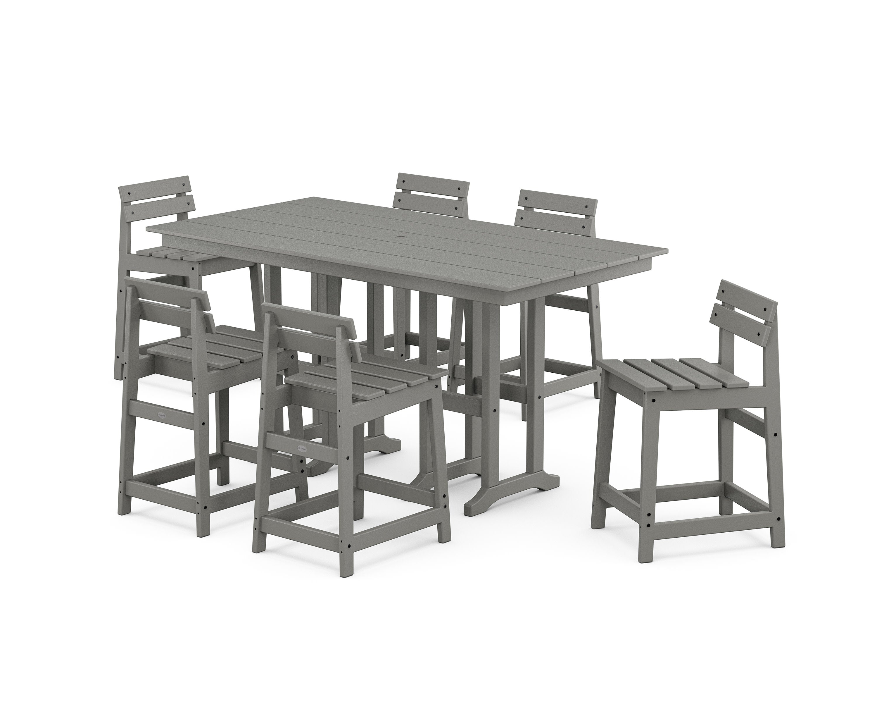 Modern Studio Plaza Lowback Counter Chair 7-Piece Set in Slate Grey