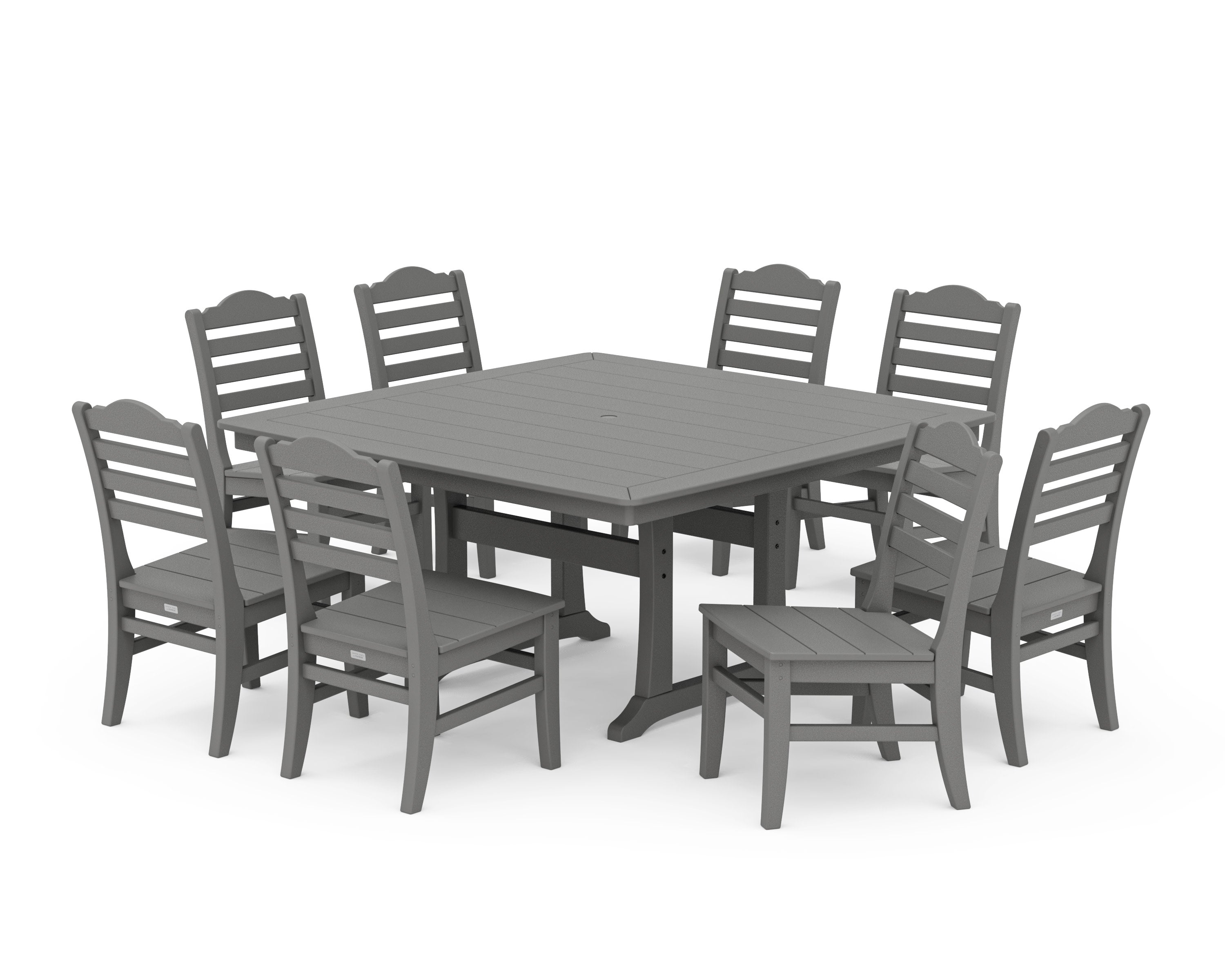 Savannah Side Chair 9-Piece Square Dining Set with Trestle Legs in Slate Grey