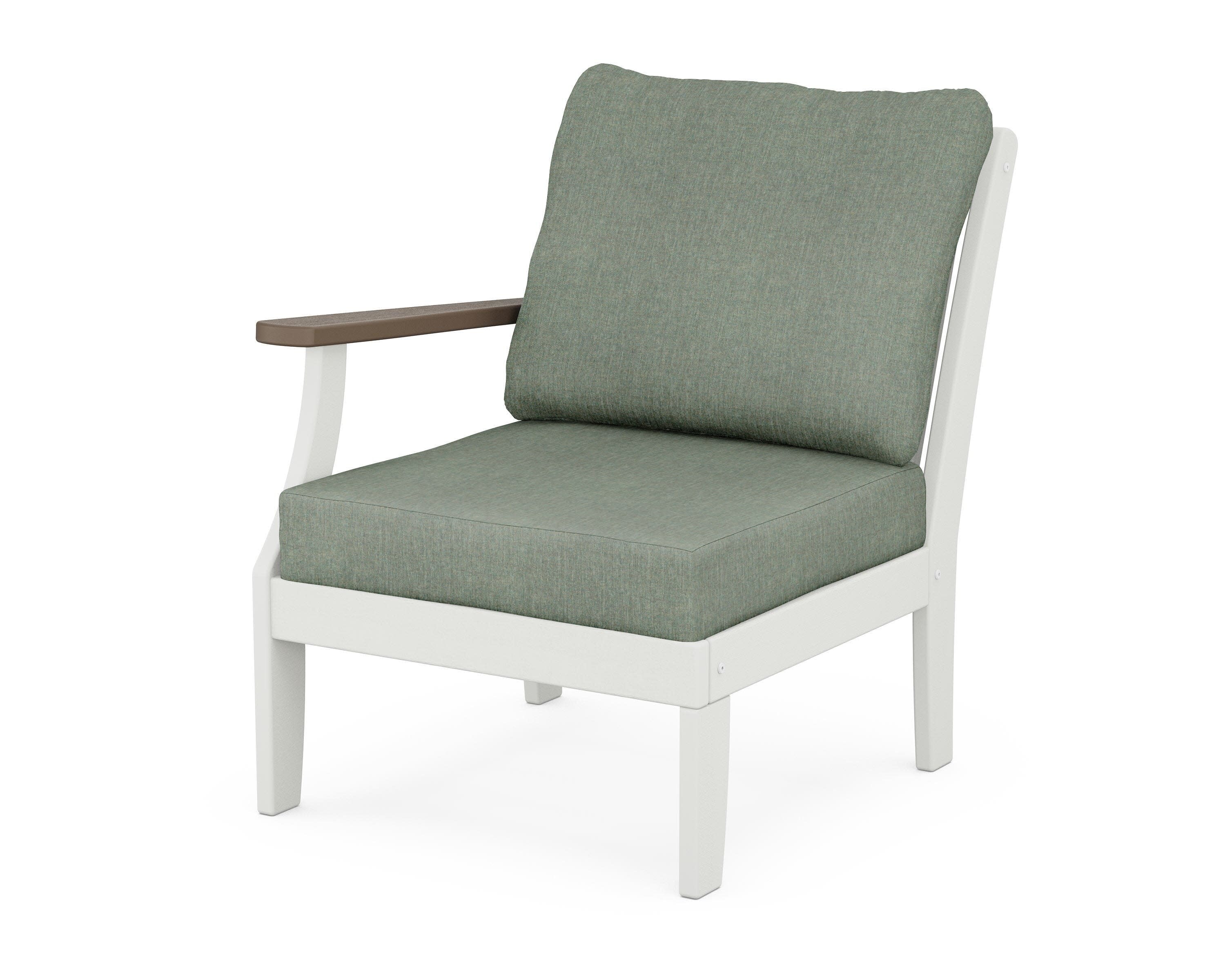 Braxton Modular Left Arm Chair in White / Kona / Cast Sage