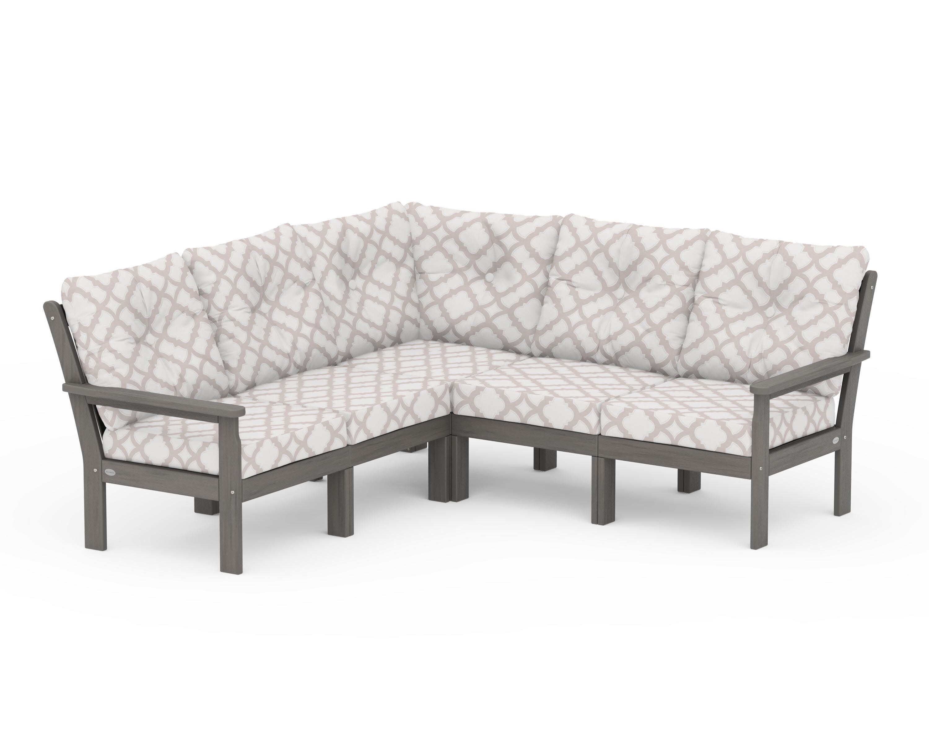 Vineyard 5-Piece Sectional in Driftwood / Trellis Dune Burlap