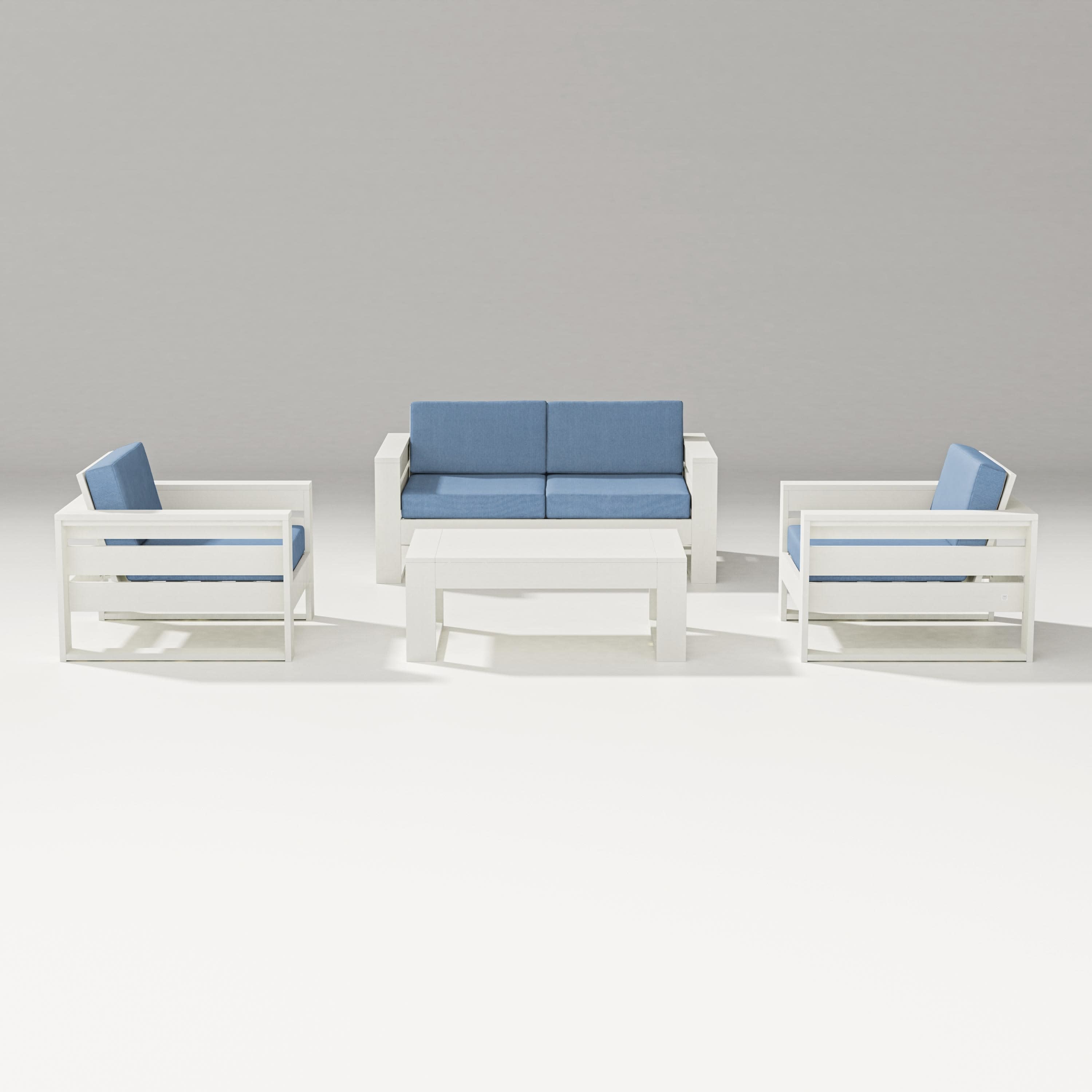 Latitude 4-Piece Lounge Loveseat Set in Vintage White / Sky Blue
