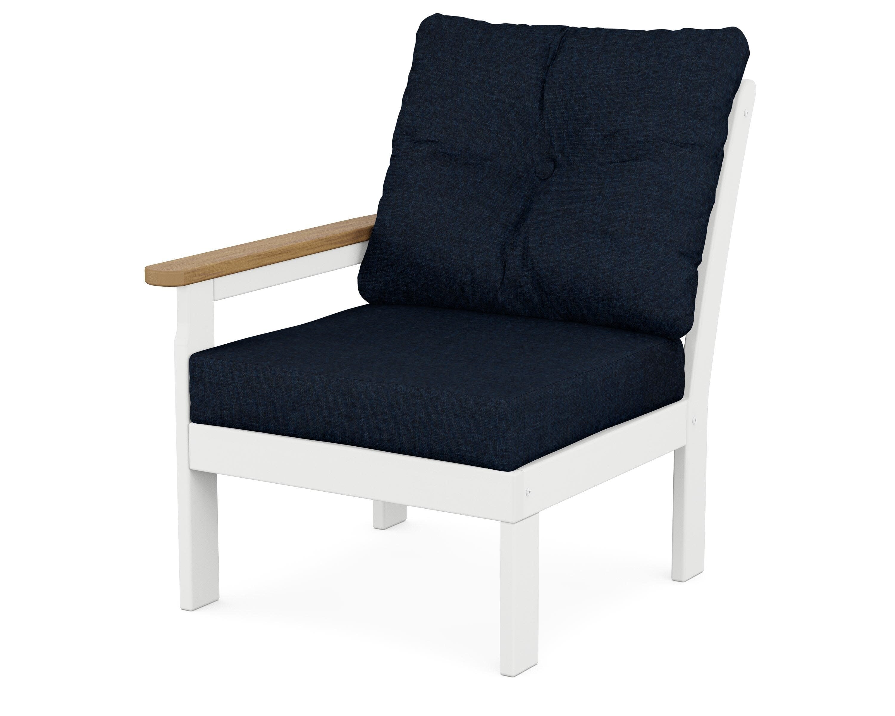 Vineyard Modular Left Arm Chair in White / Natural / Marine Indigo