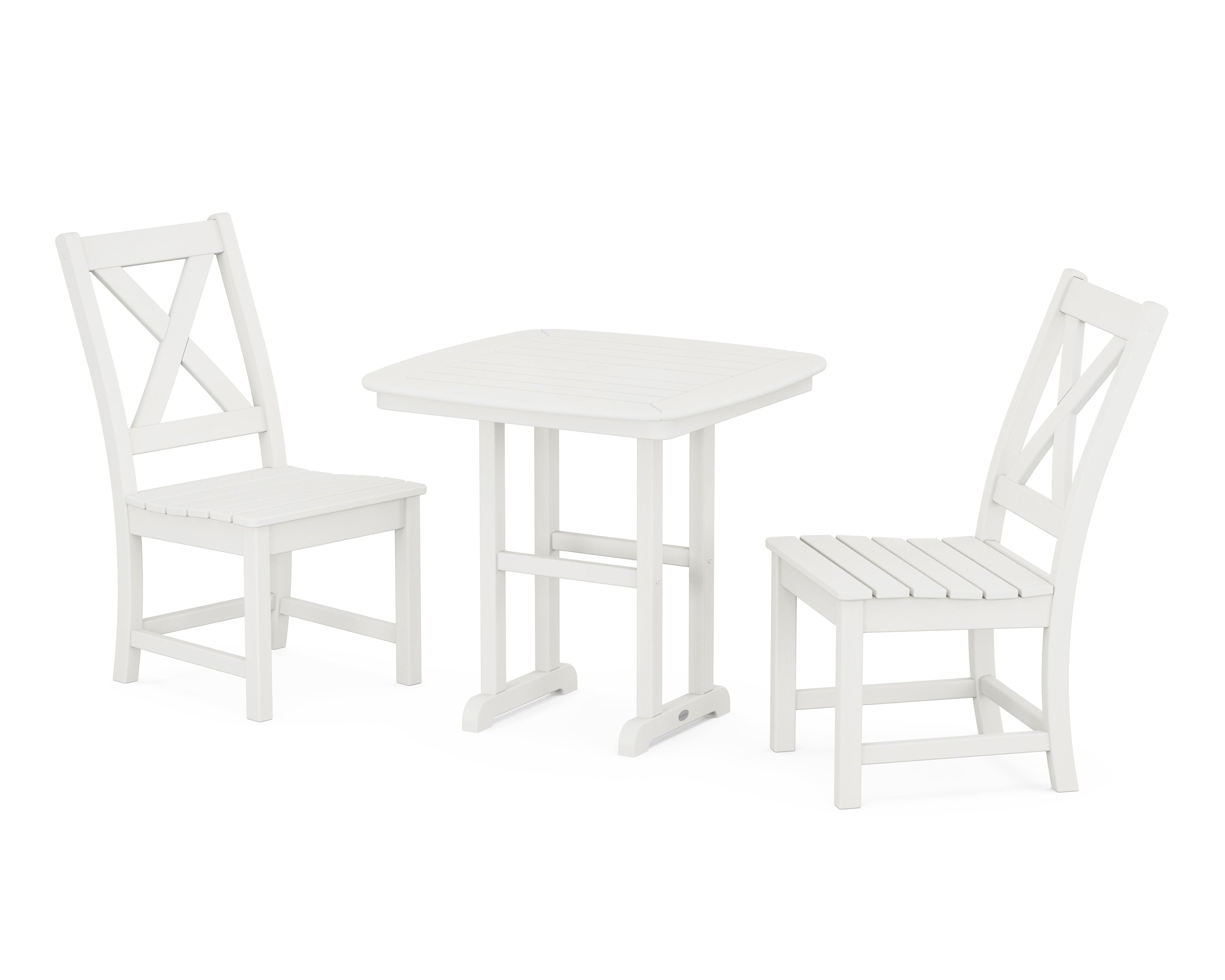 Braxton Side Chair 3-Piece Dining Set in Vintage White