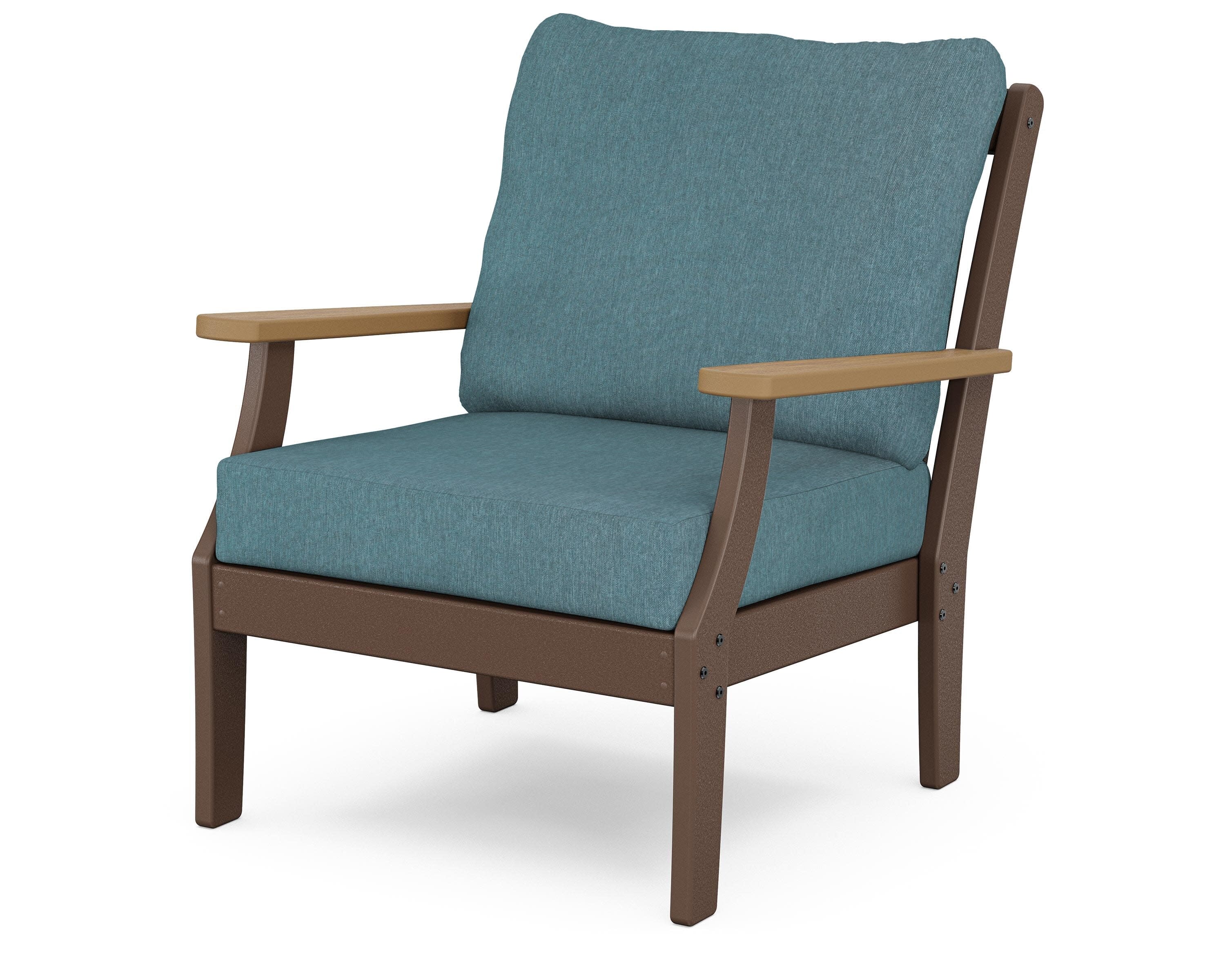 Braxton Deep Seating Chair in Mahogany / Natural / Ocean Teal