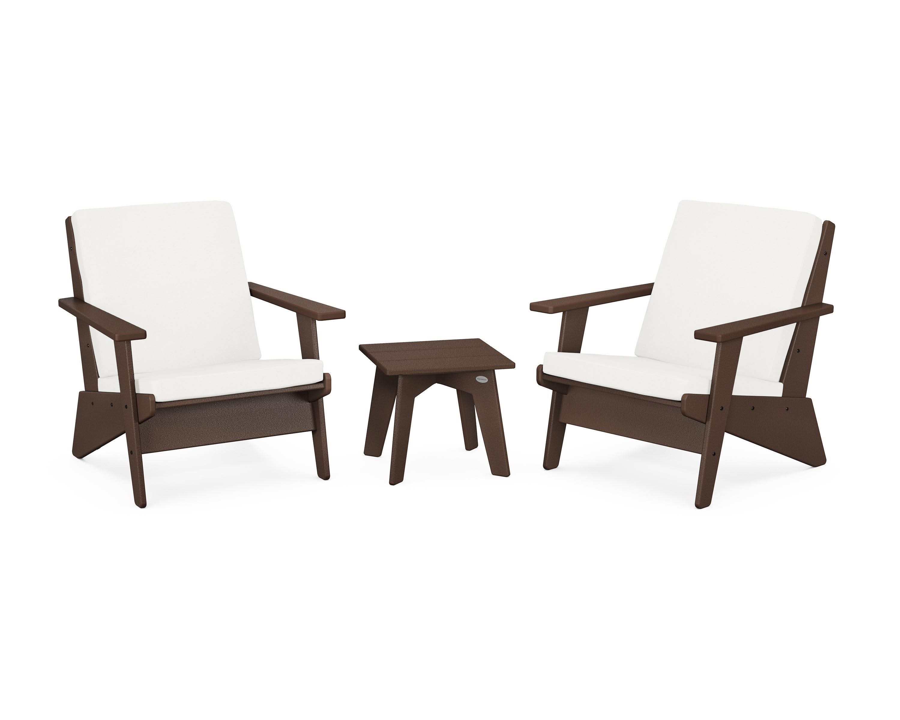 Riviera Modern Lounge 3-Piece Set in Mahogany / Natural Linen
