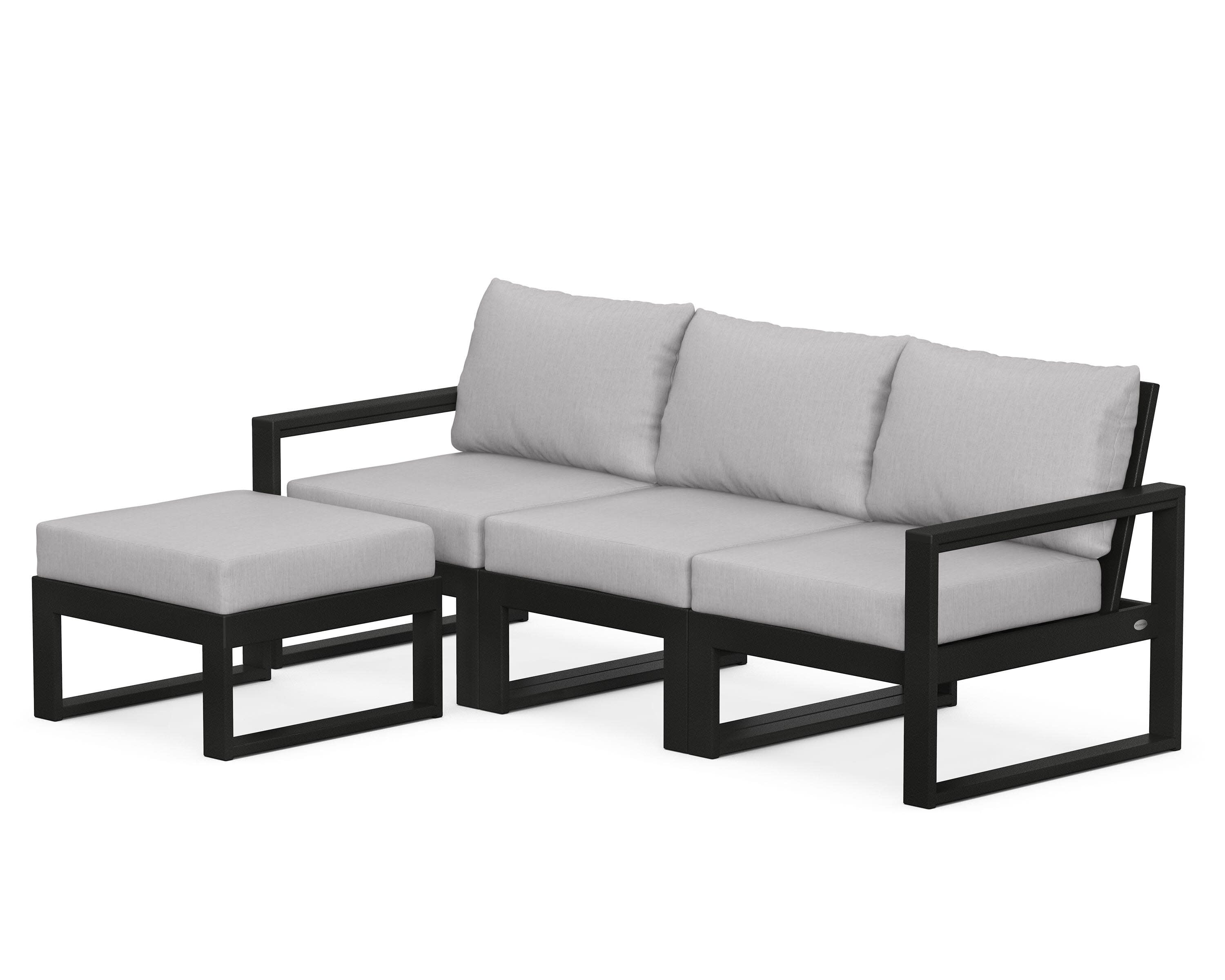 EDGE 4-Piece Modular Deep Seating Set with Ottoman in Black / Granite