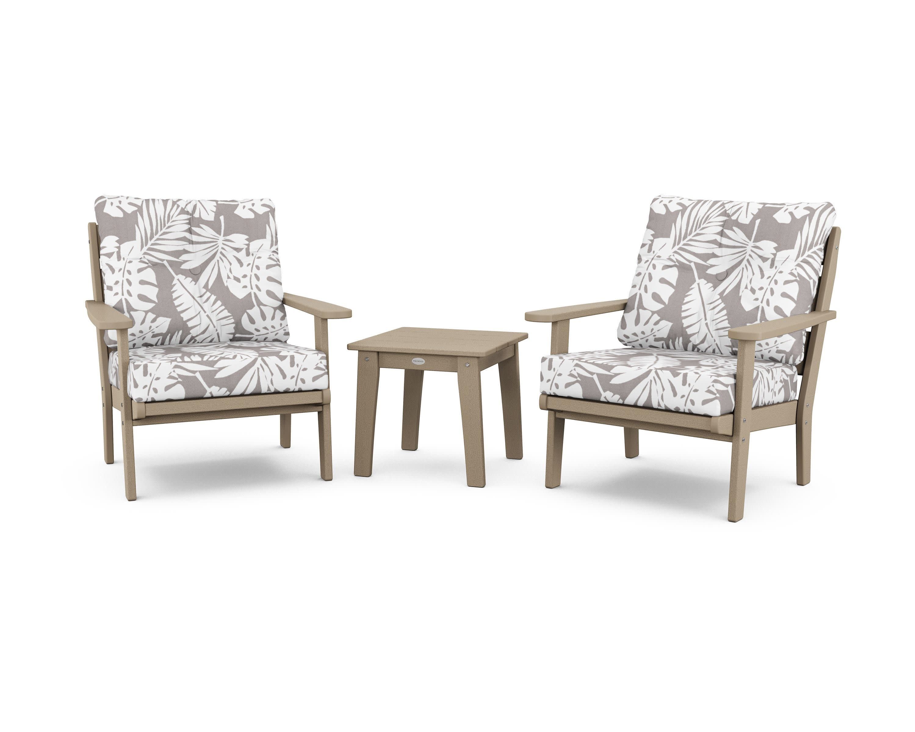 Lakeside 3-Piece Deep Seating Chair Set in Vintage Sahara / Leaf Grey Mist