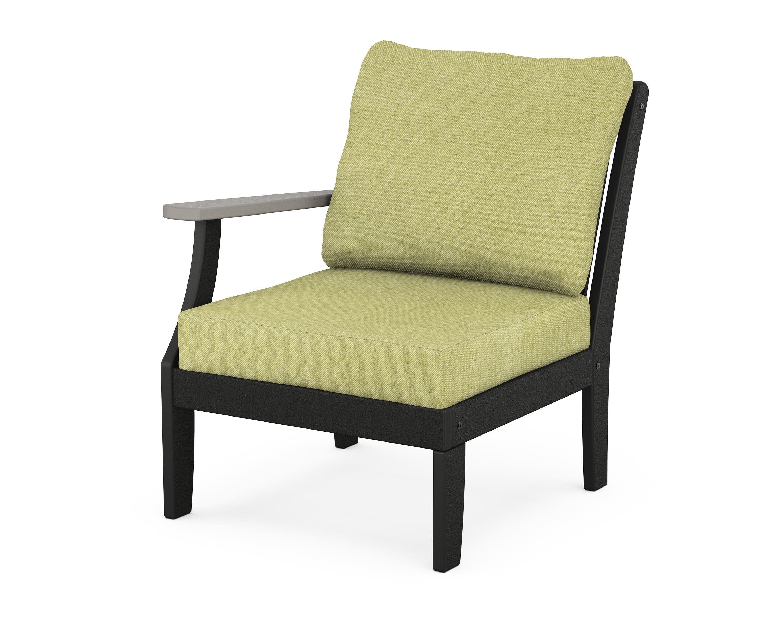 Braxton Modular Left Arm Chair in Black / Driftwood / Chartreuse Boucle