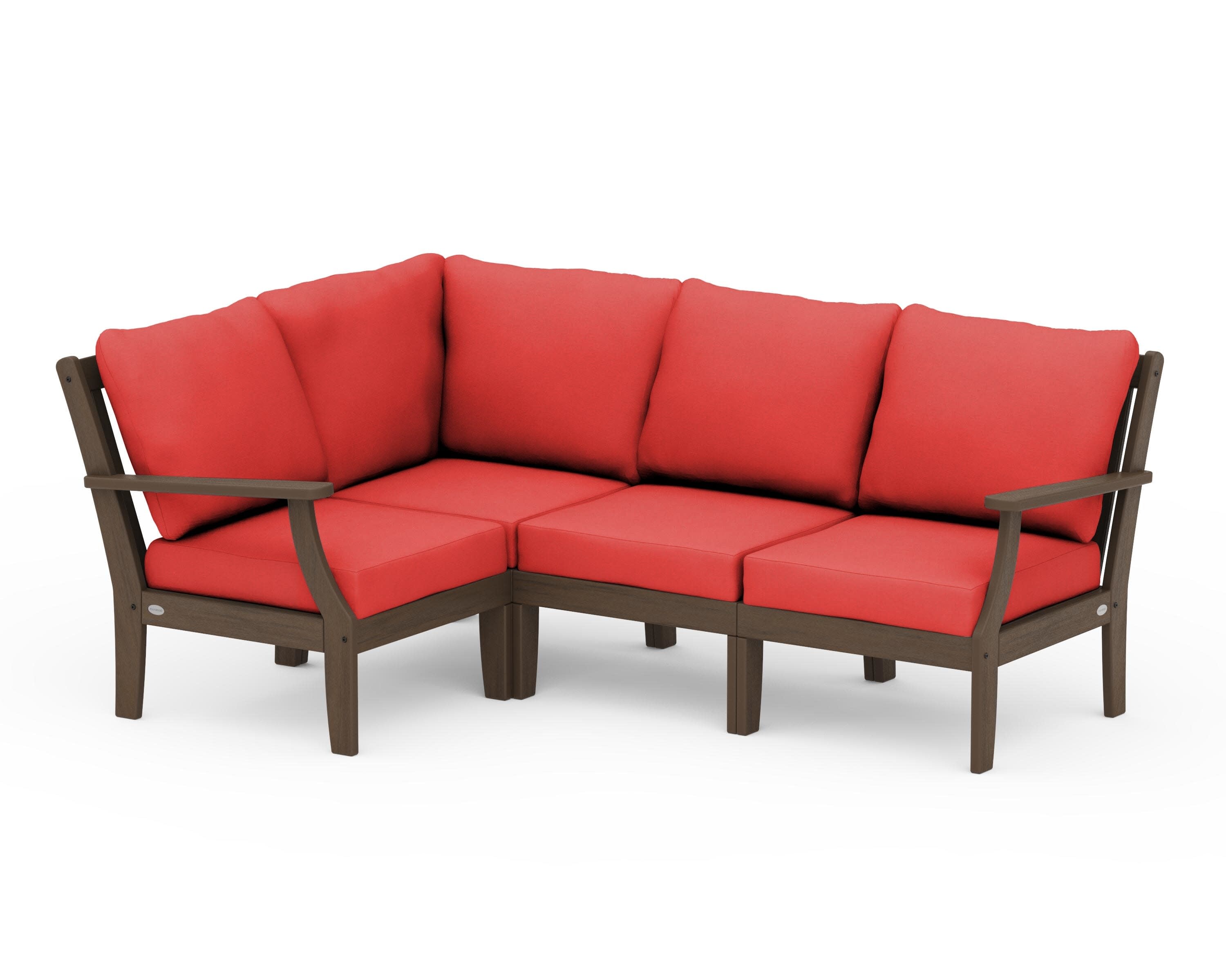 Braxton Modular 4-Piece Deep Seating Set in Kona / Crimson Linen