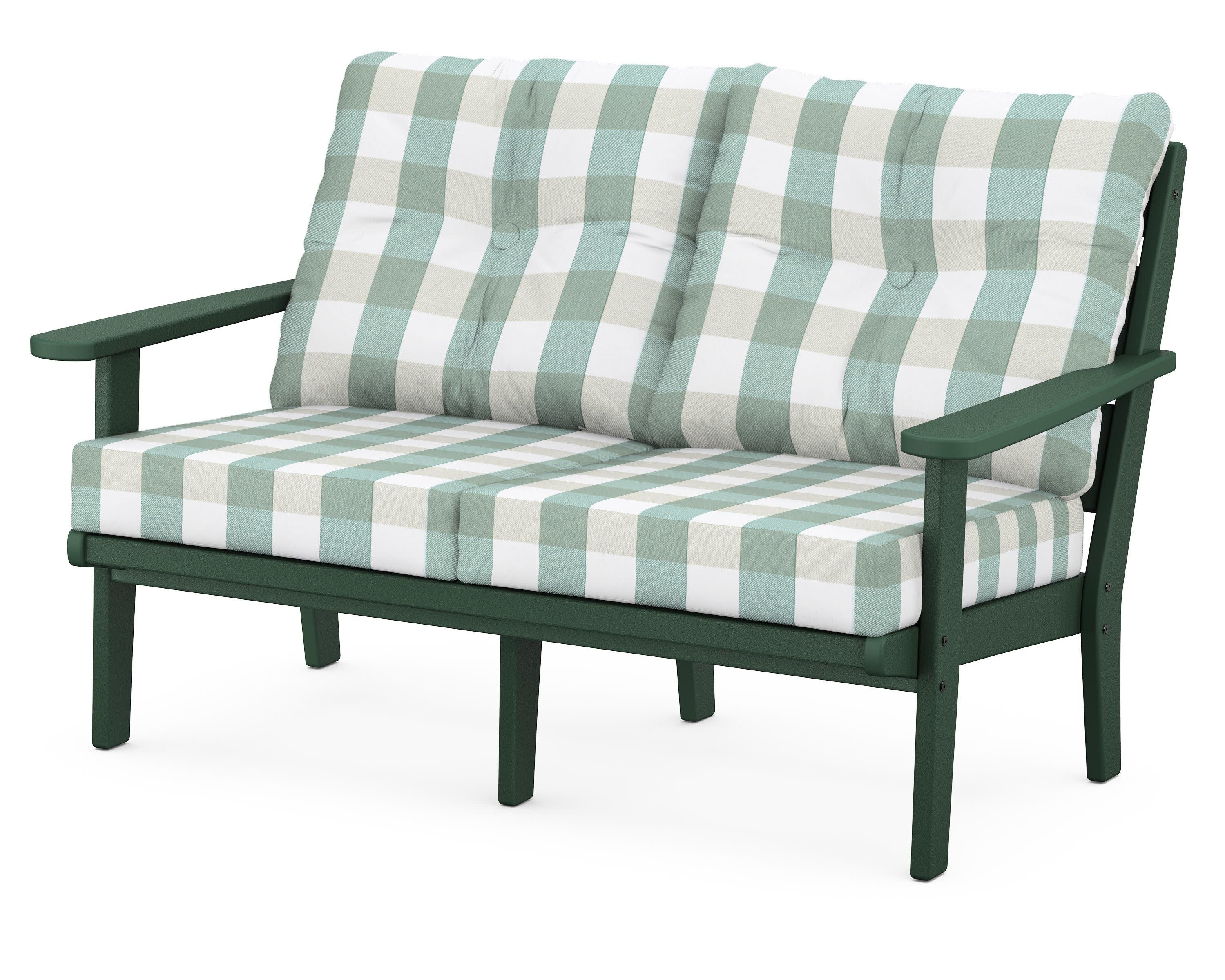 Lakeside Deep Seating Loveseat in Green / Buffalo Plaid Glacier Spa