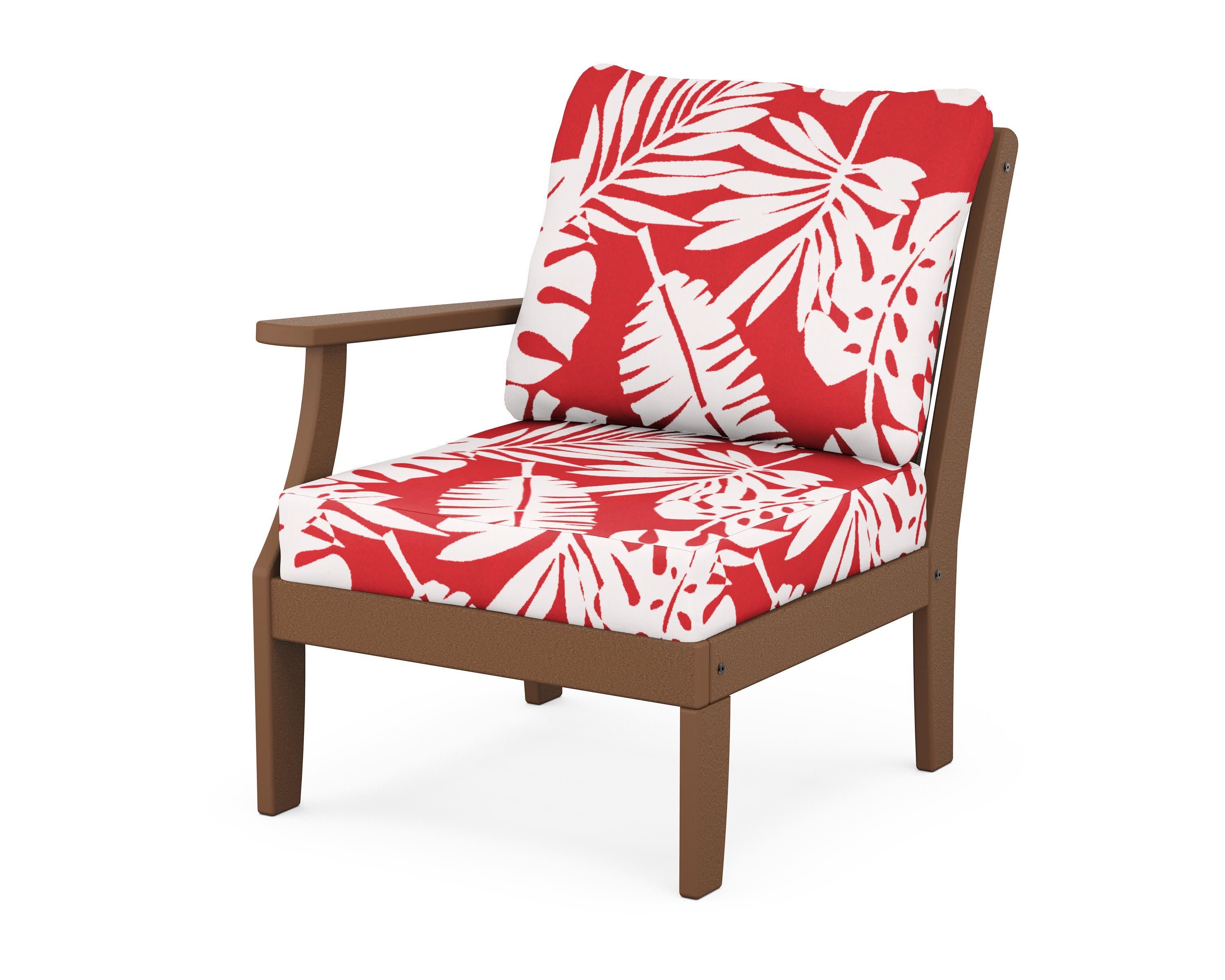 Braxton Modular Left Arm Chair in Teak / Leaf Crimson
