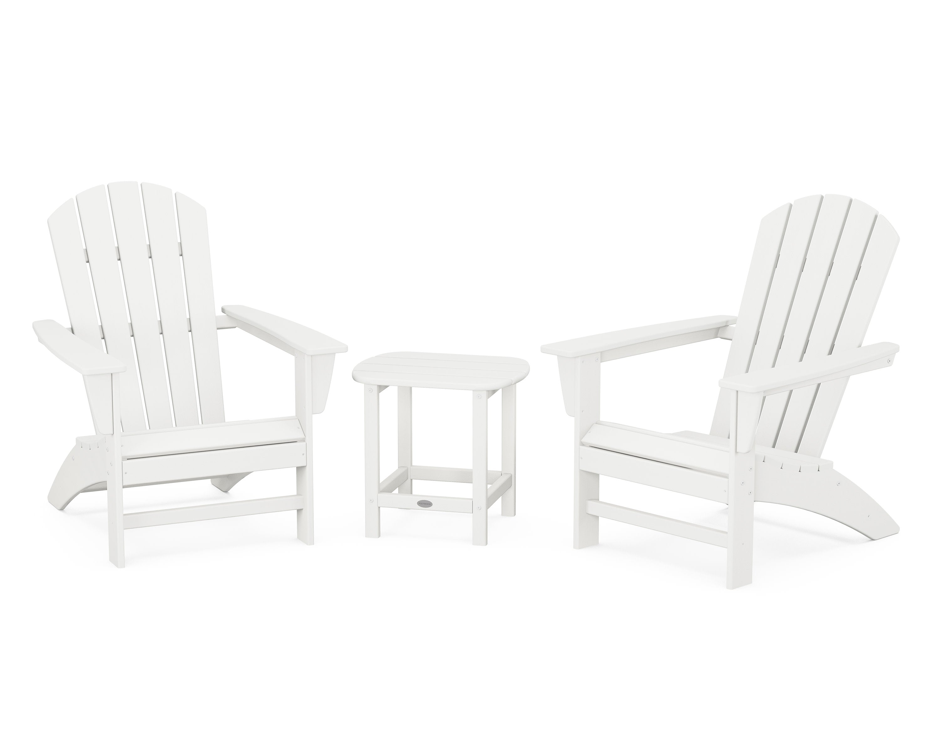 Nautical 3-Piece Adirondack Set with South Beach 18" Side Table in Vintage White