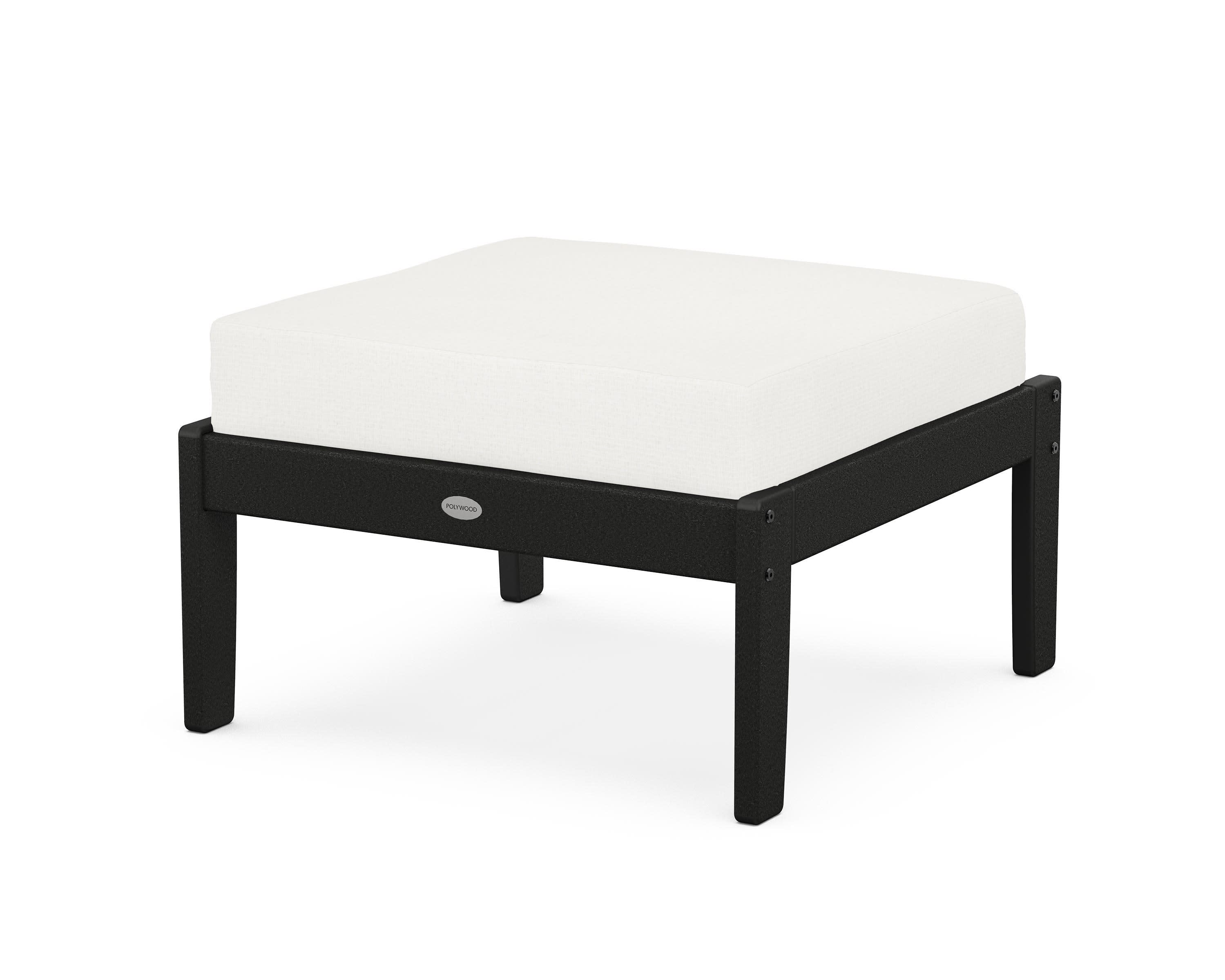 Braxton Deep Seating Ottoman in Black / Natural Linen