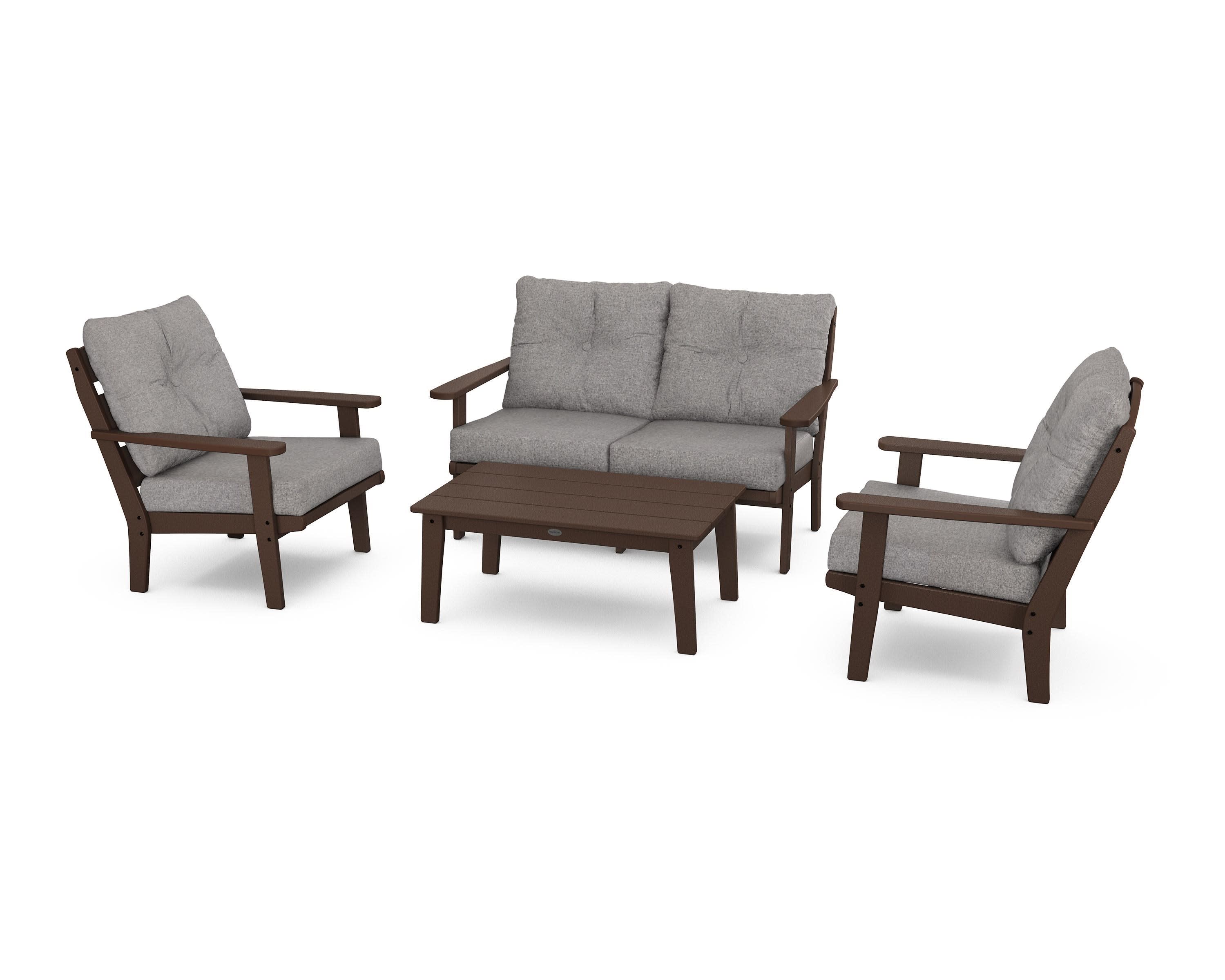 Lakeside 4-Piece Deep Seating Set in Mahogany / Grey Mist