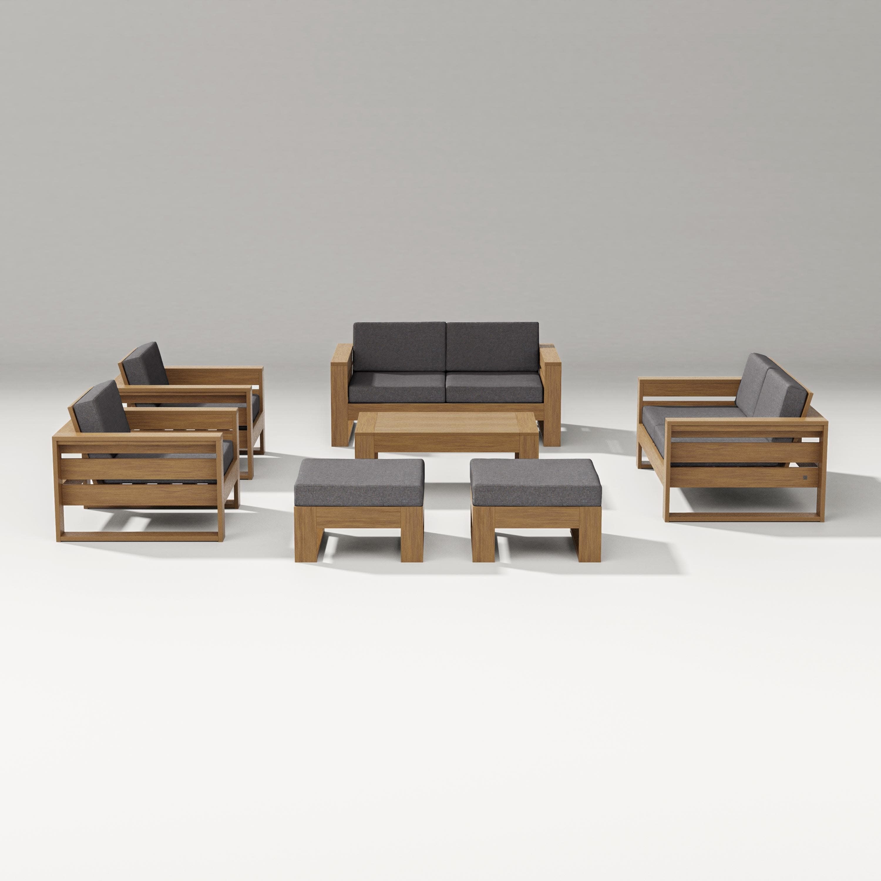 Latitude 7-Piece Lounge Loveseat Set in Natural / Ash Charcoal