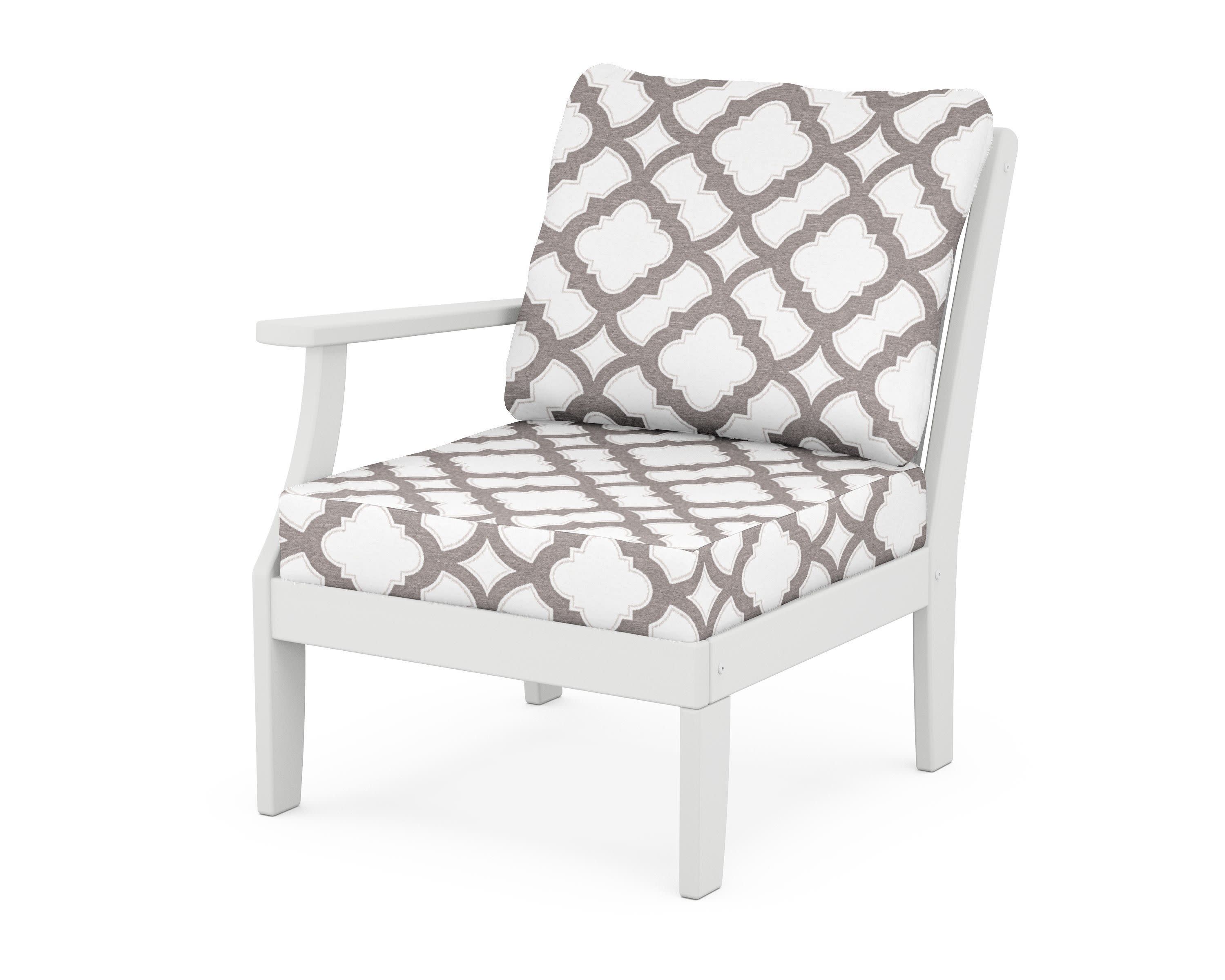 Braxton Modular Left Arm Chair in White / Trellis Grey Mist