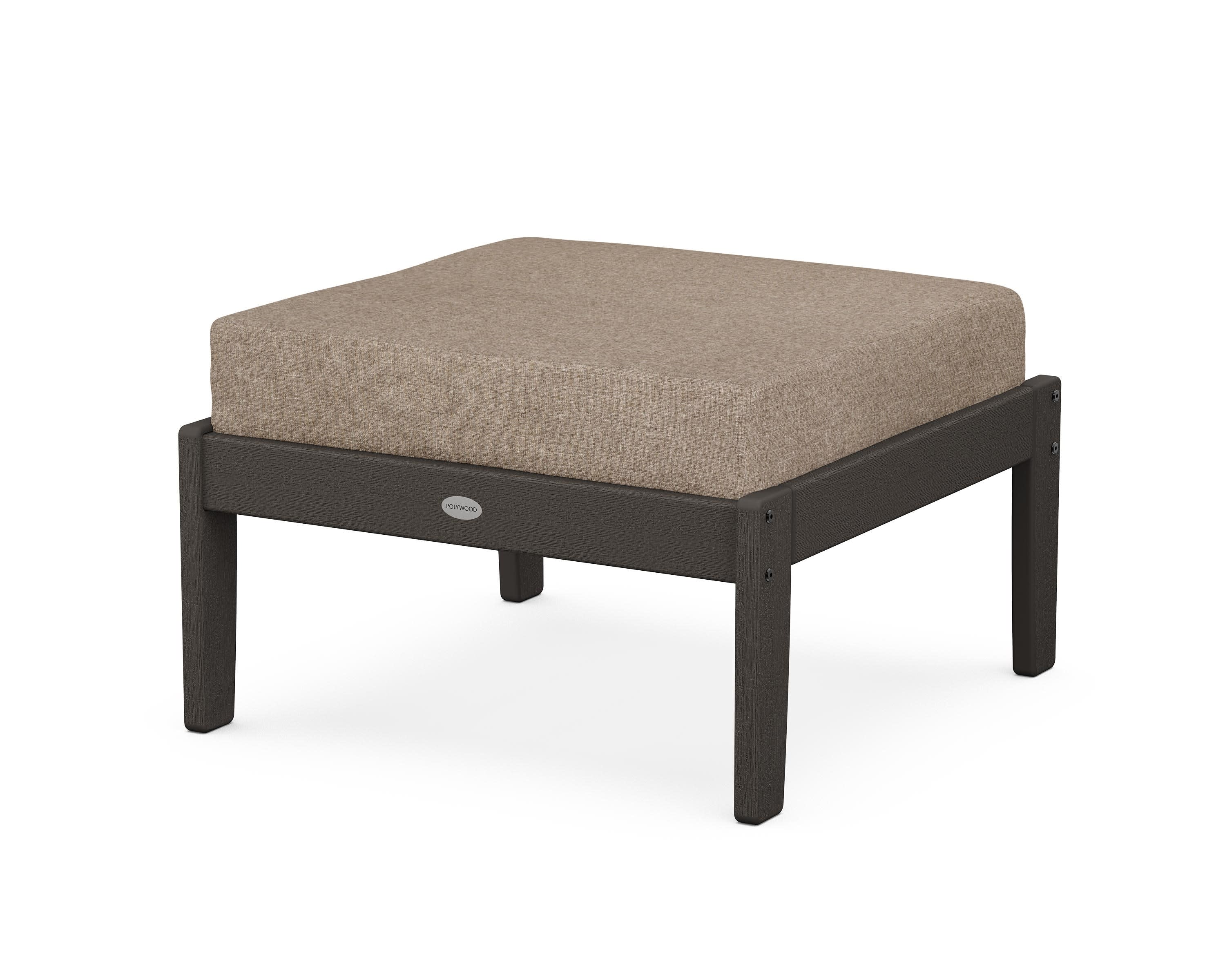 Braxton Deep Seating Ottoman in Vintage Coffee / Spiced Burlap