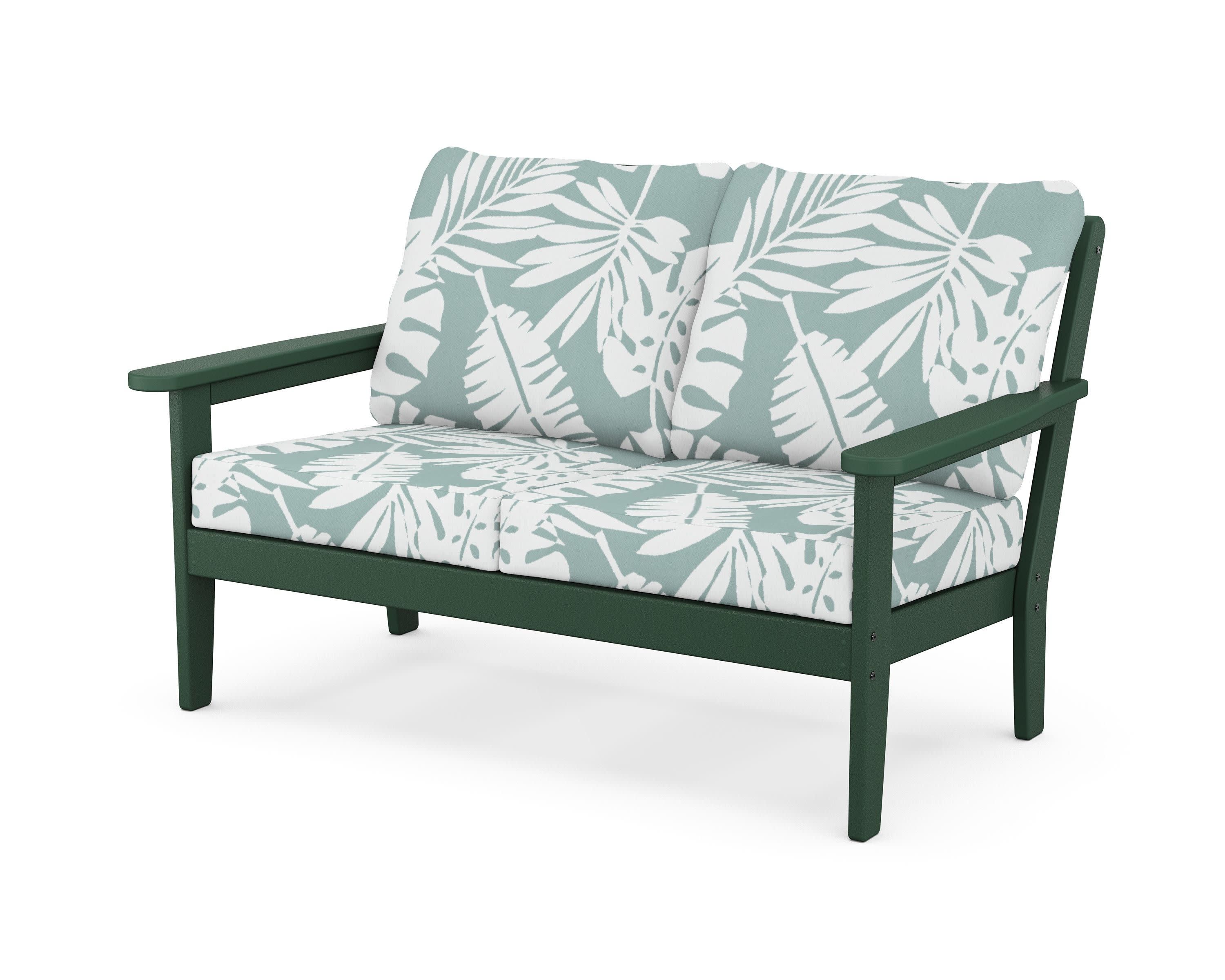 Cottage Deep Seating Loveseat in Green / Leaf Glacier Spa