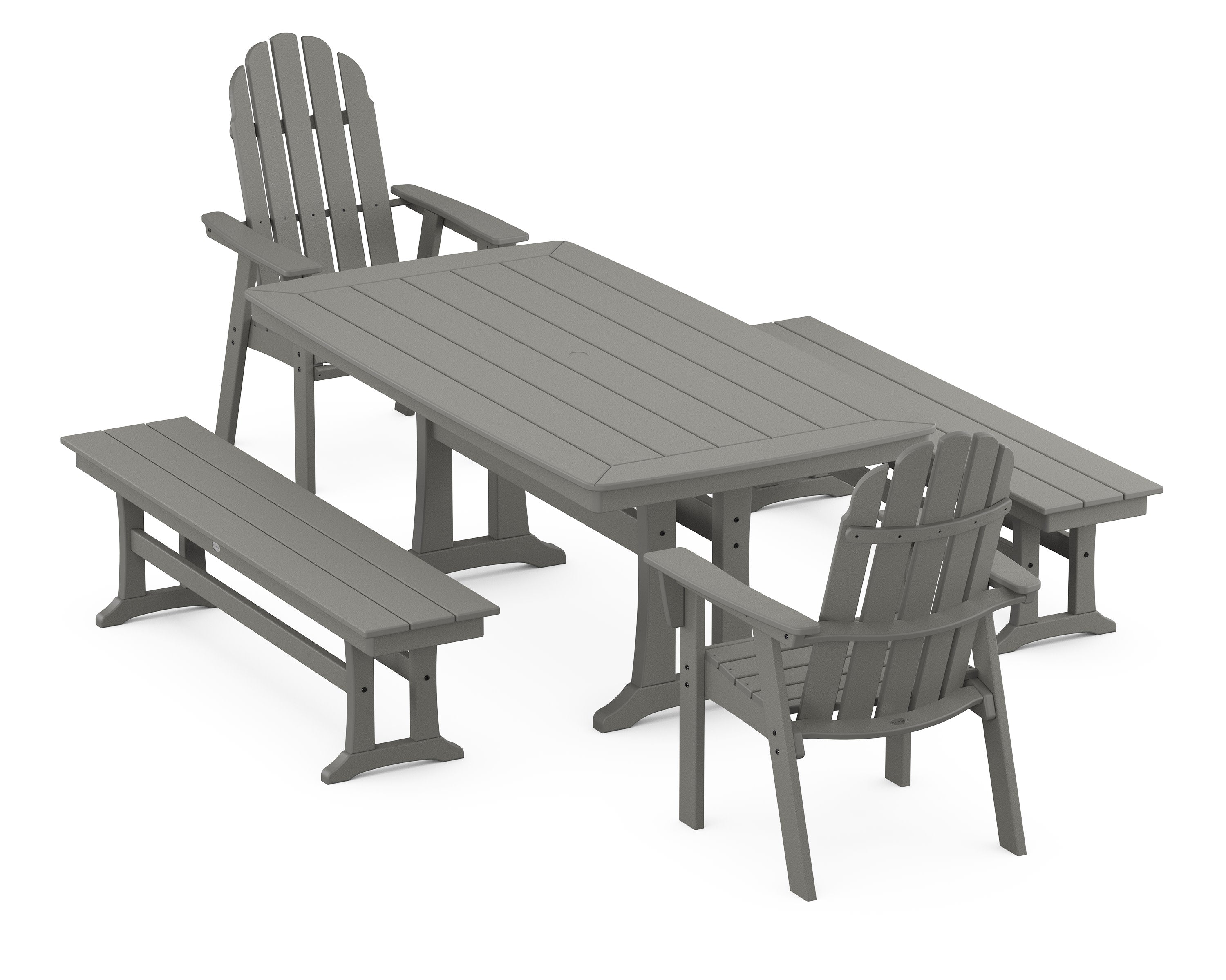 Vineyard Adirondack 5-Piece Dining Set with Trestle Legs in Slate Grey