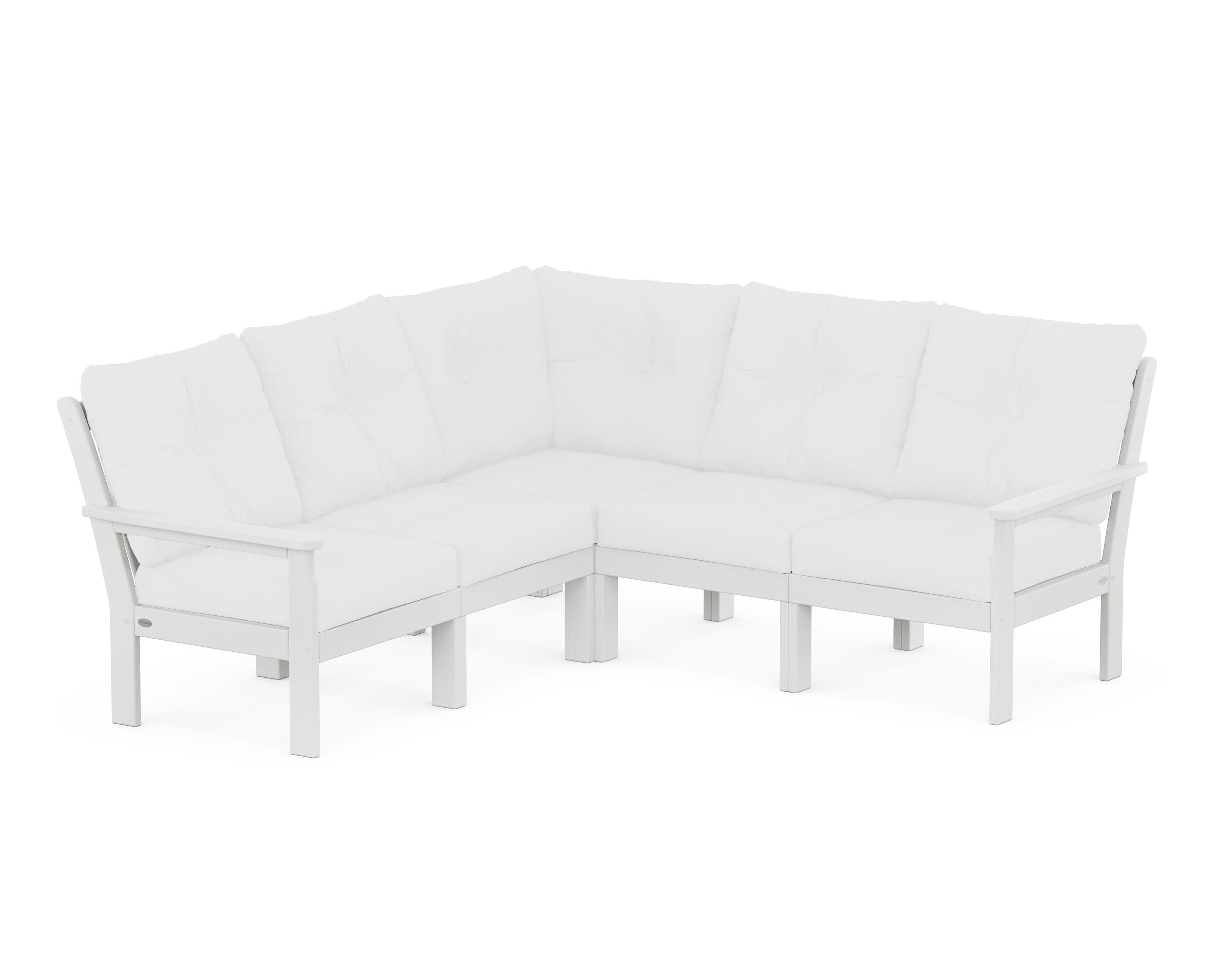 Vineyard 5-Piece Sectional in White / Natural