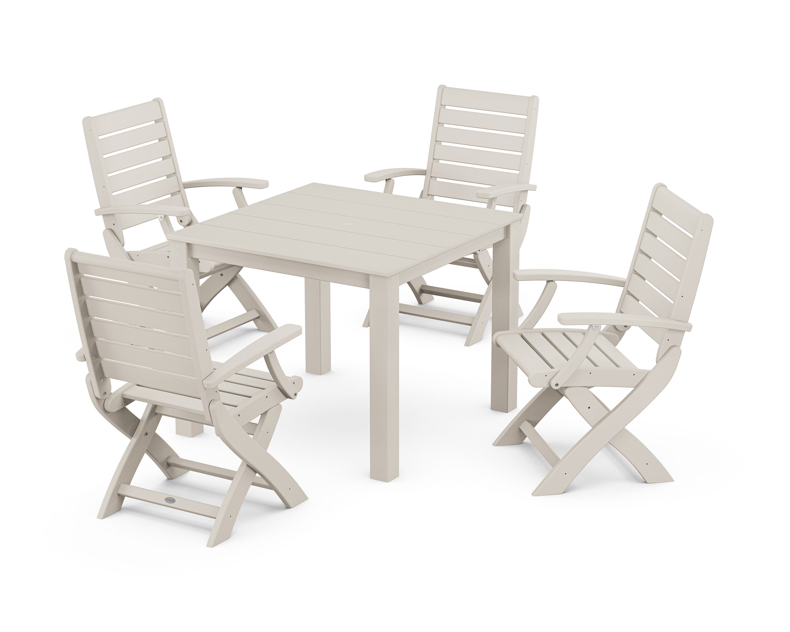 Signature Folding Chair 5-Piece Parsons Dining Set in Sand