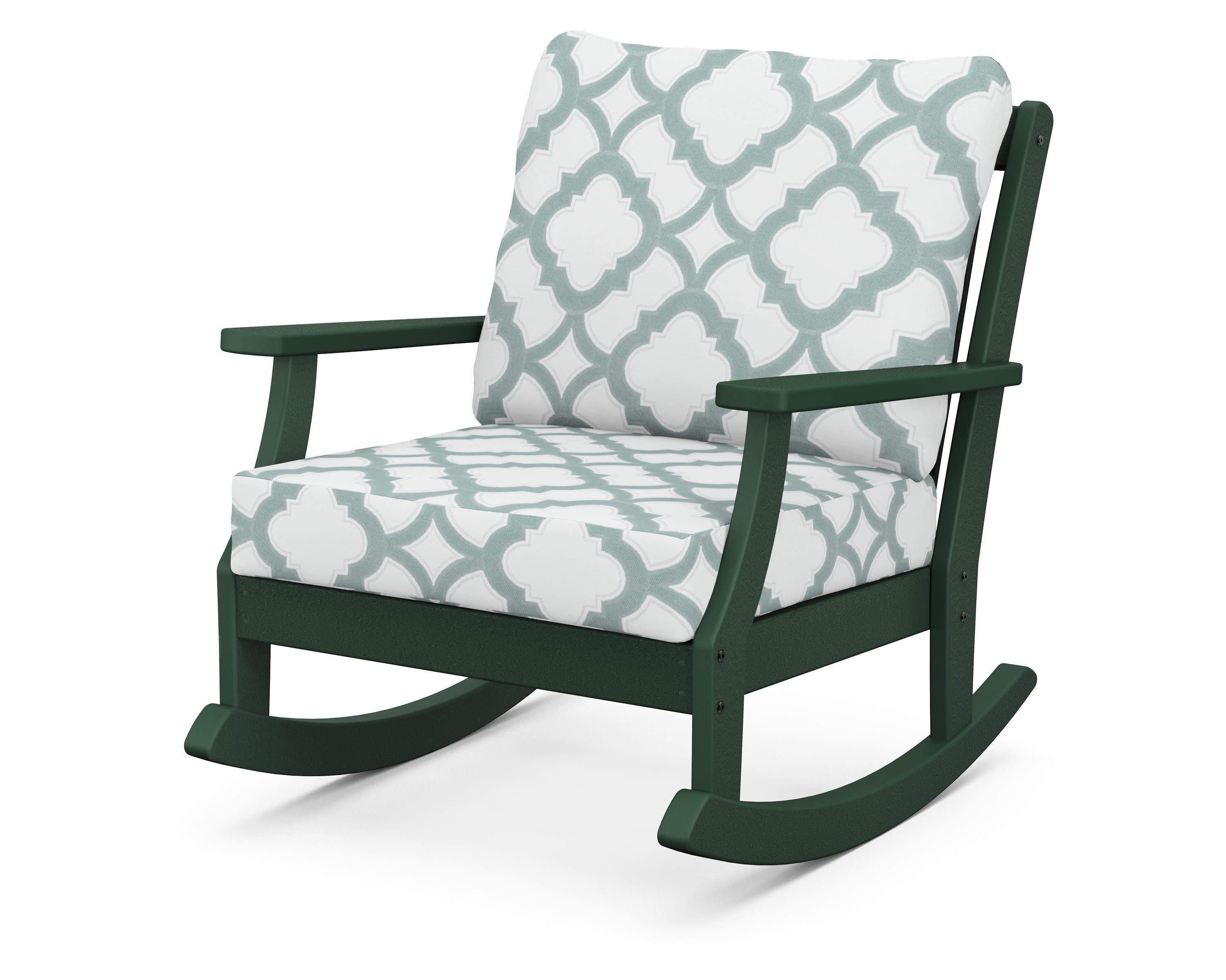 Braxton Deep Seating Rocking Chair in Green / Trellis Glacier Spa