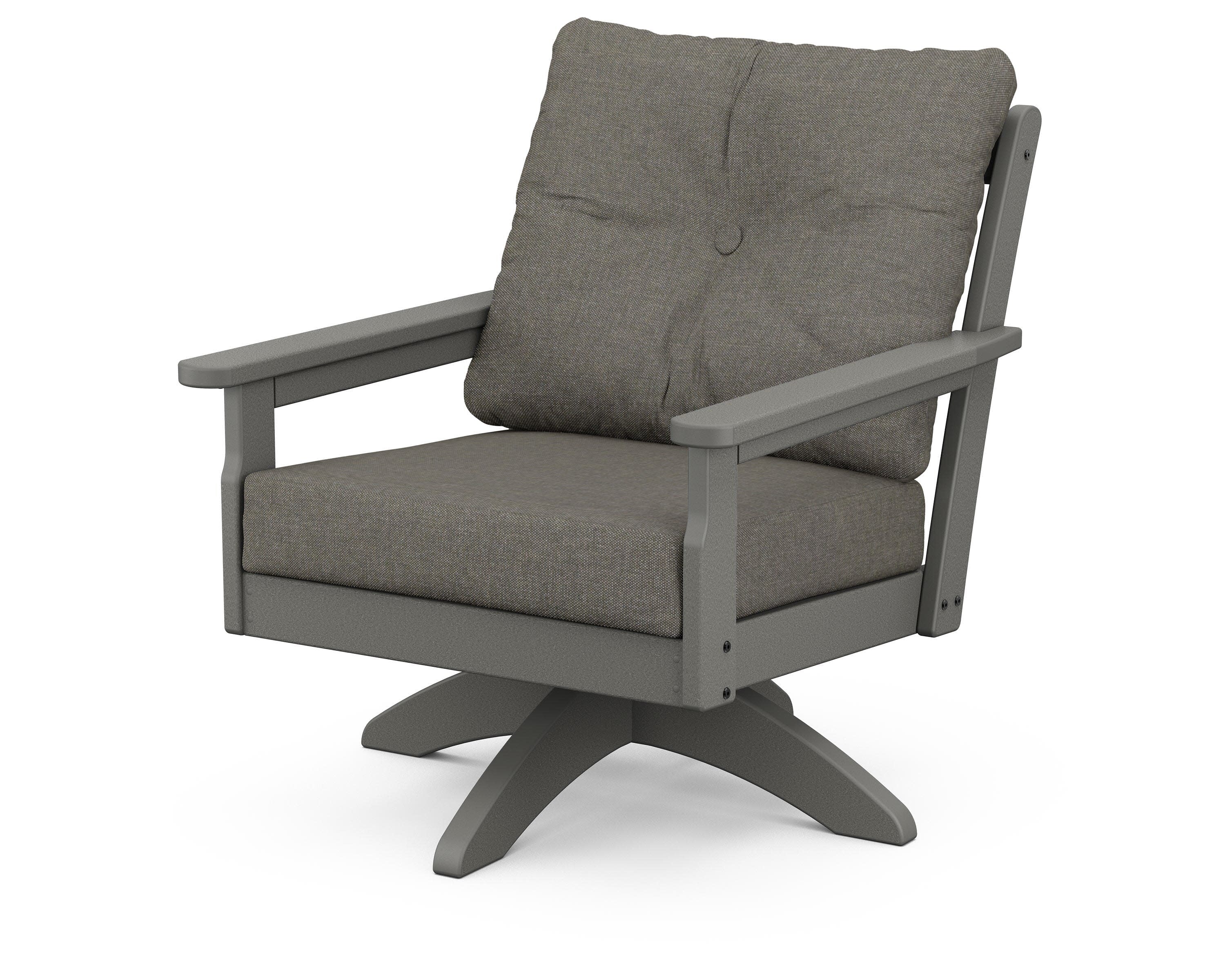 Vineyard Deep Seating Swivel Chair in Slate Grey / Blend Coal