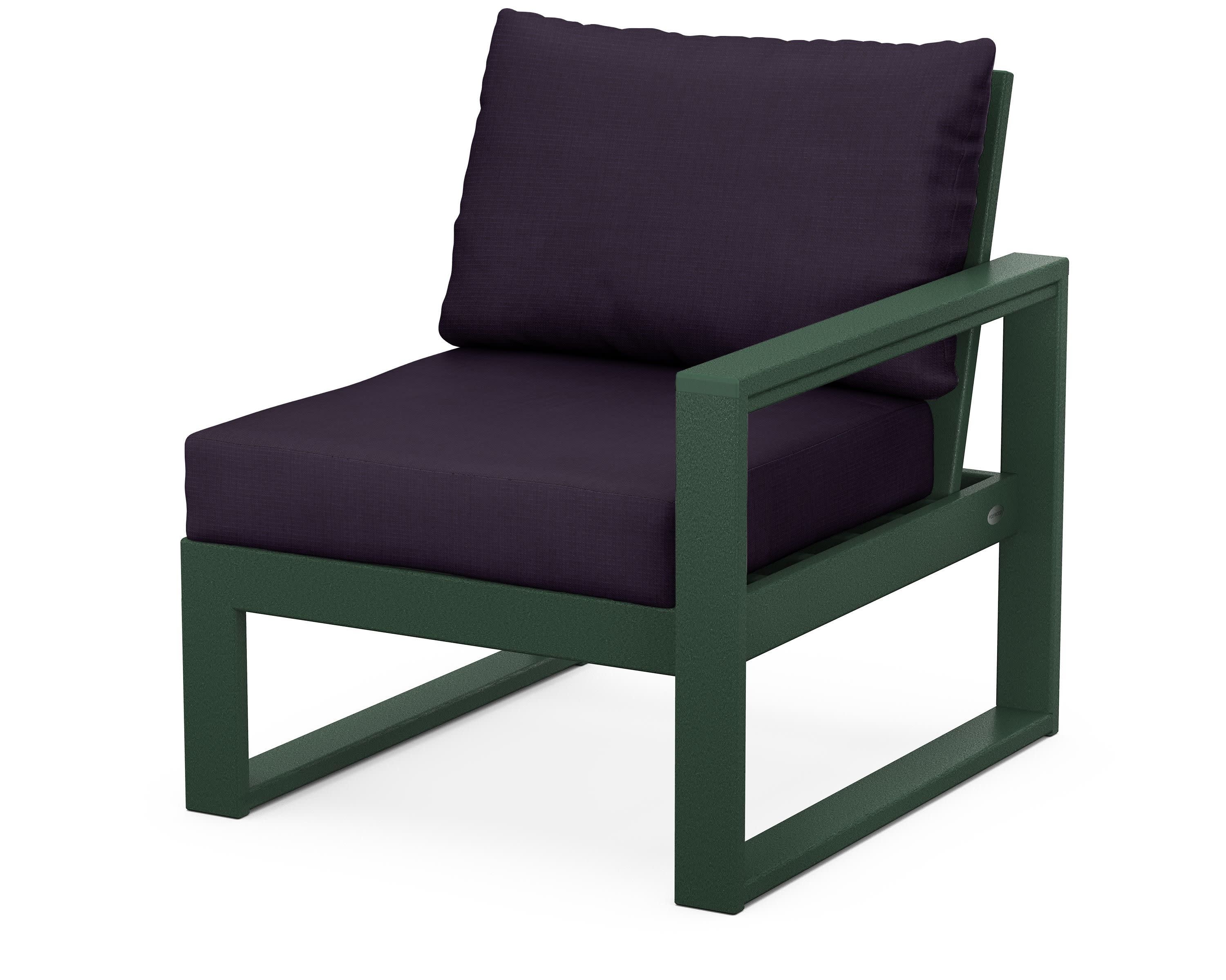 EDGE Modular Right Arm Chair in Green / Navy Linen