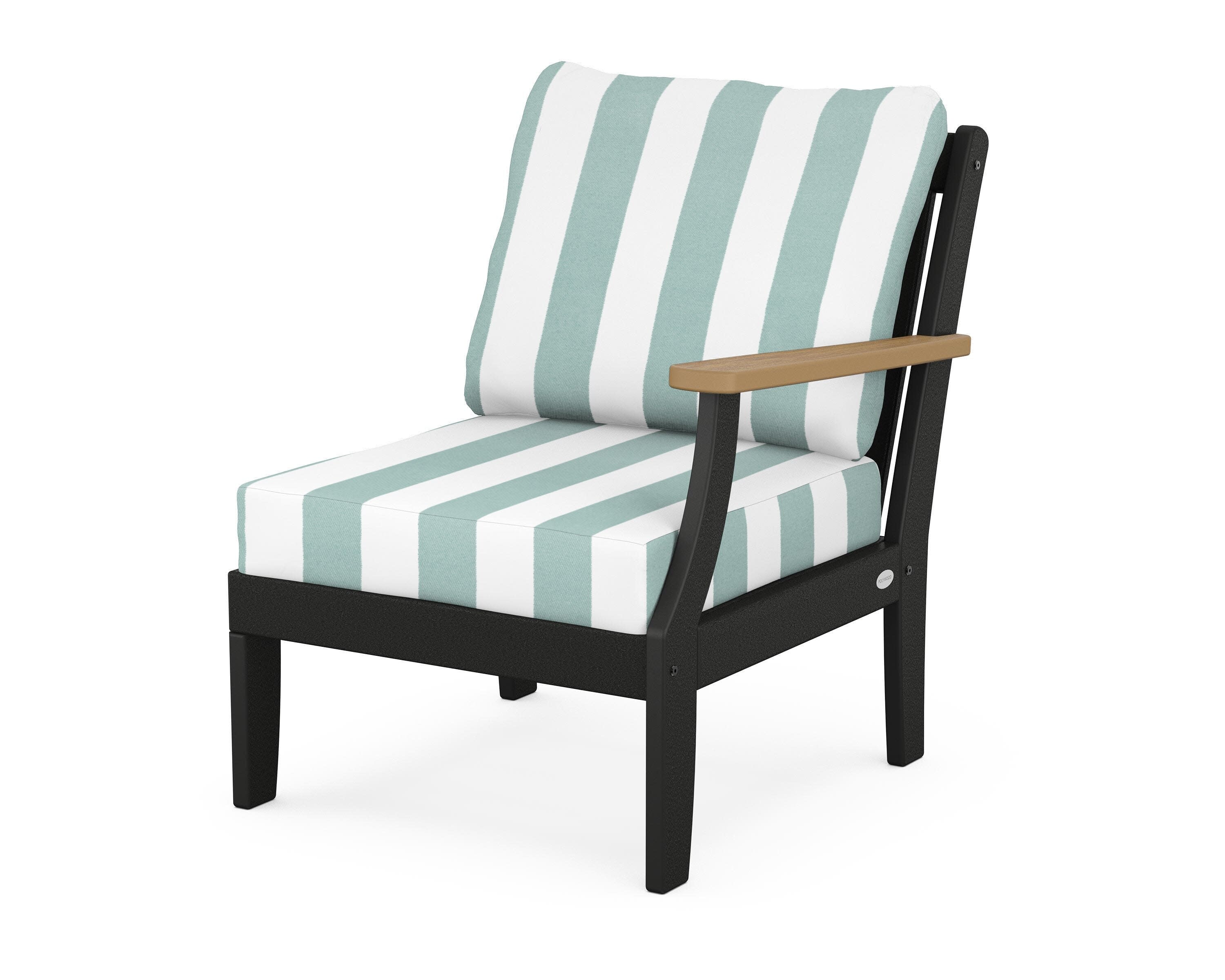 Braxton Modular Right Arm Chair in Black / Natural / Cabana Stripe Glacier Spa