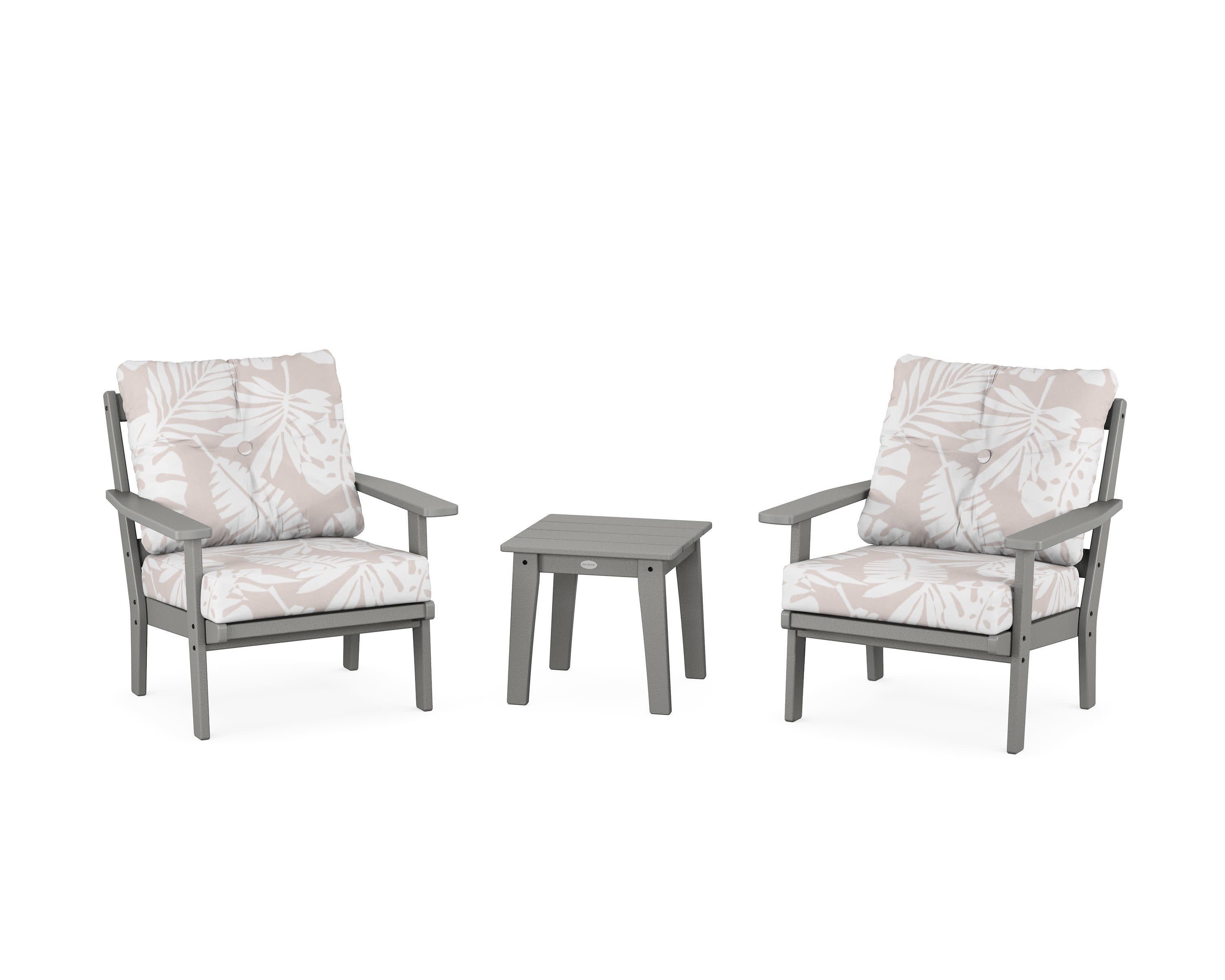 Oxford 3-Piece Deep Seating Set in Slate Grey / Leaf Dune Burlap