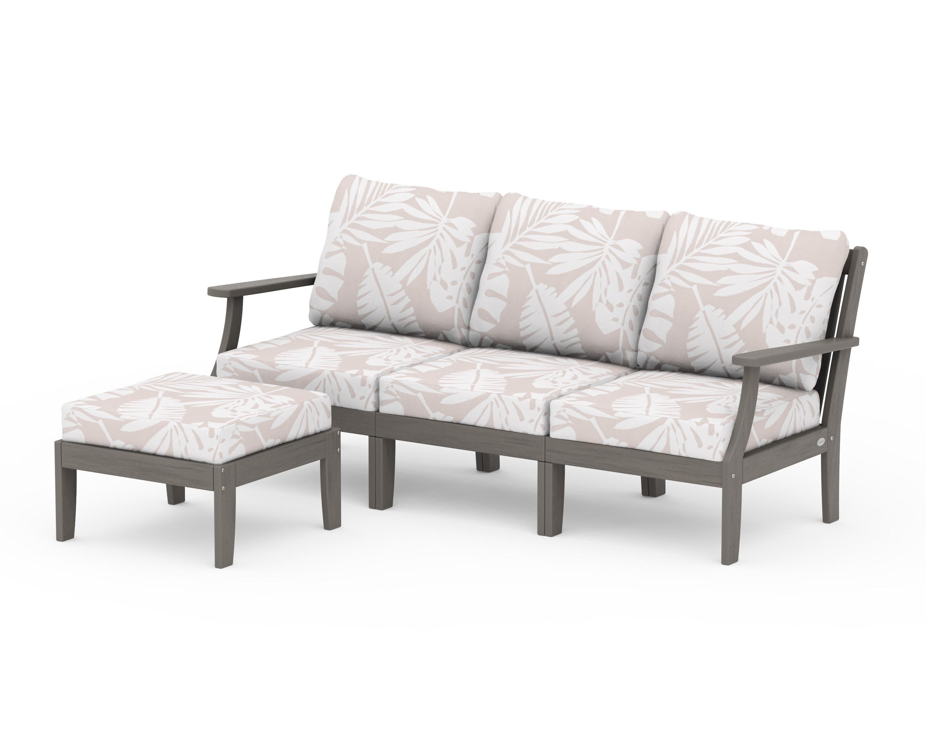 Braxton Modular 4-Piece Deep Seating Set with Ottoman in Driftwood / Leaf Dune Burlap