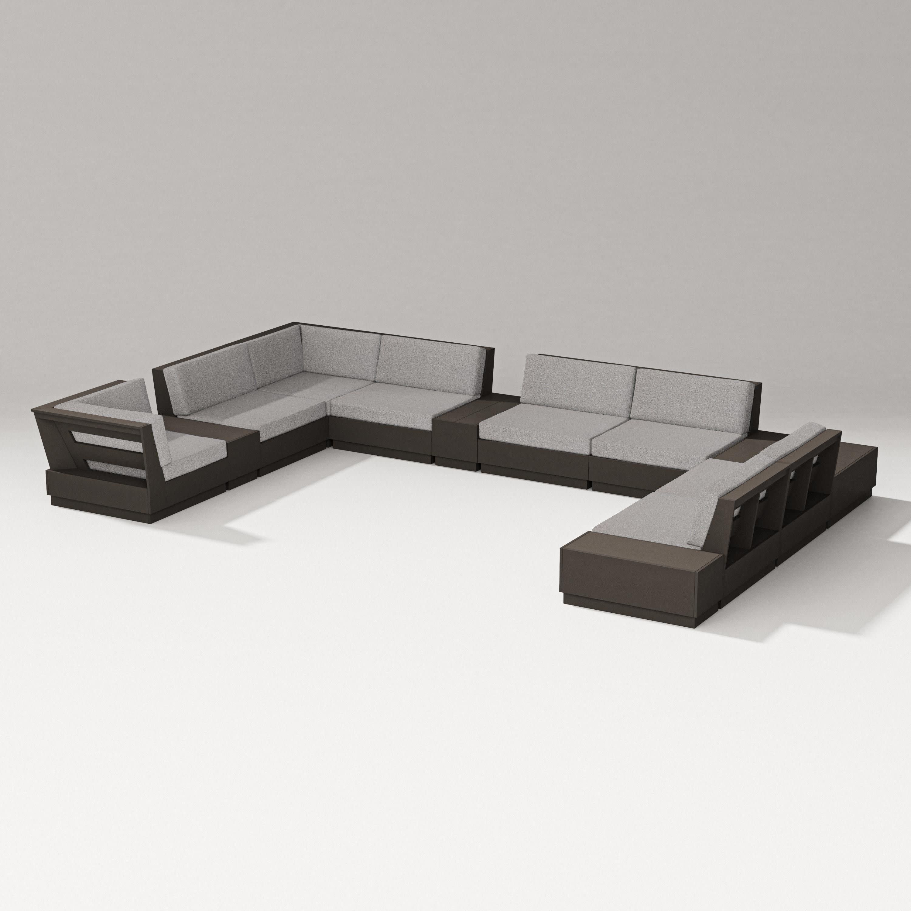 Elevate 12-Piece Conversation Sectional Set in Vintage Coffee / Grey Mist