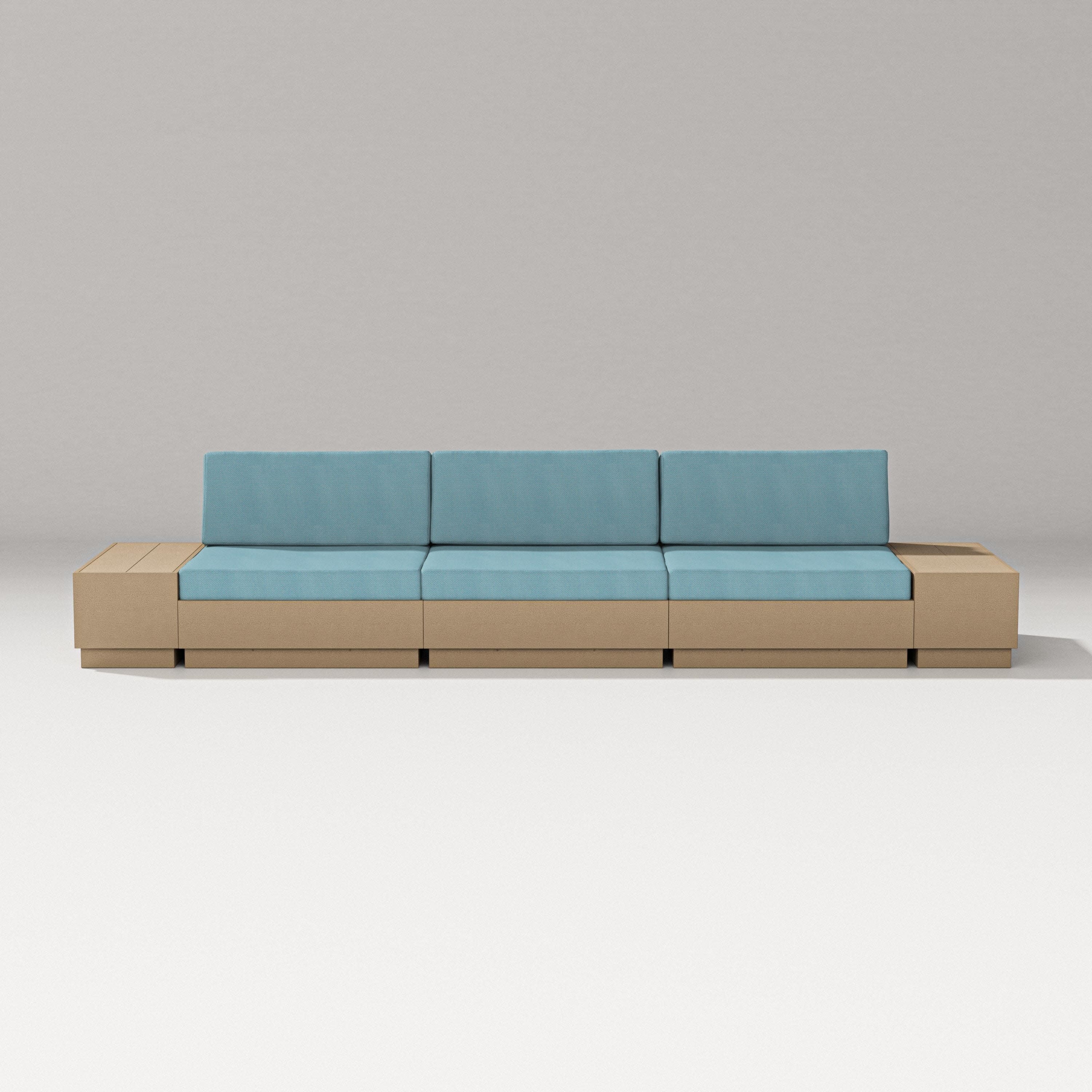 Elevate Straight Sectional in Vintage Sahara / Lattice Sky Blue