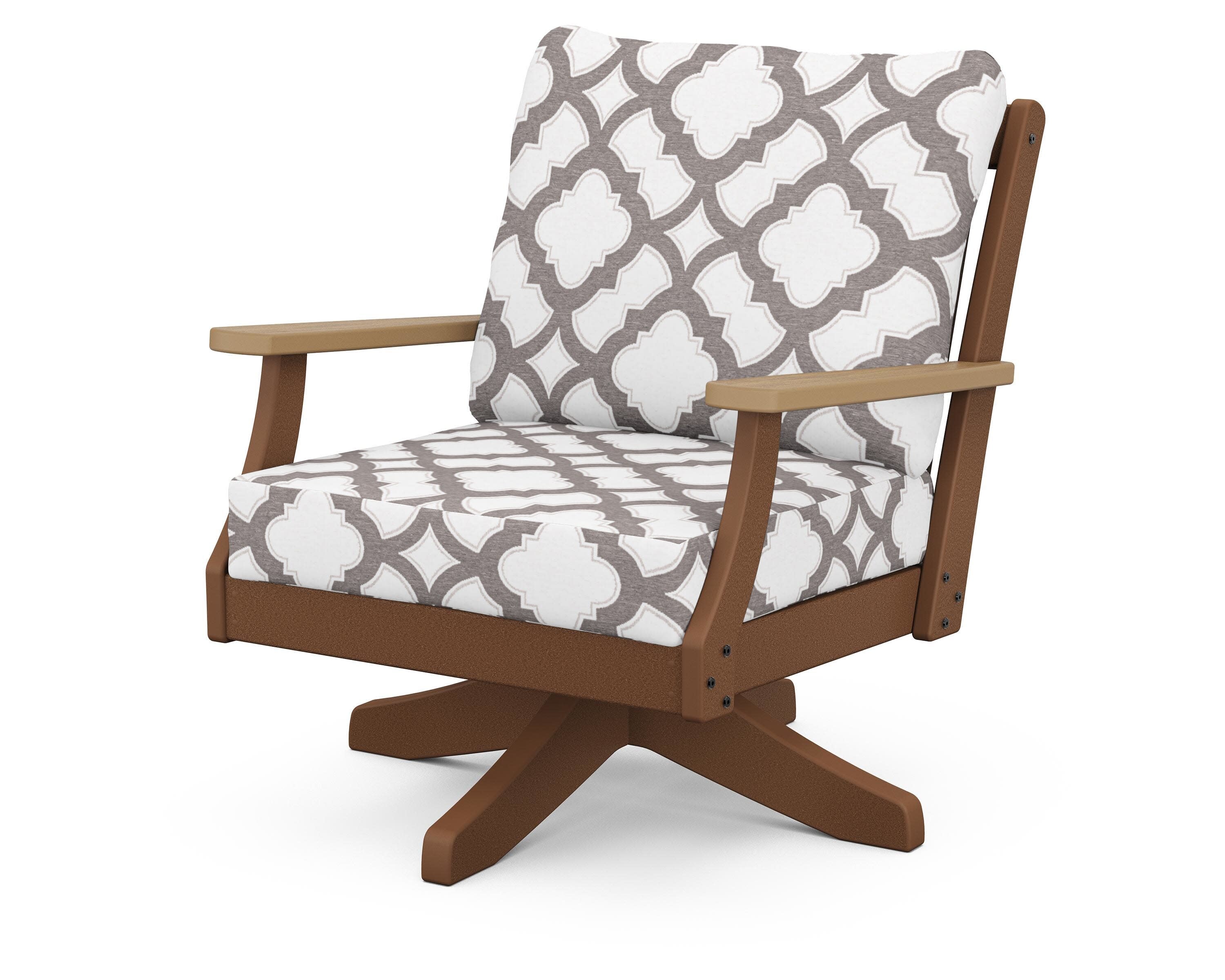 Braxton Deep Seating Swivel Chair in Teak / Natural / Trellis Grey Mist