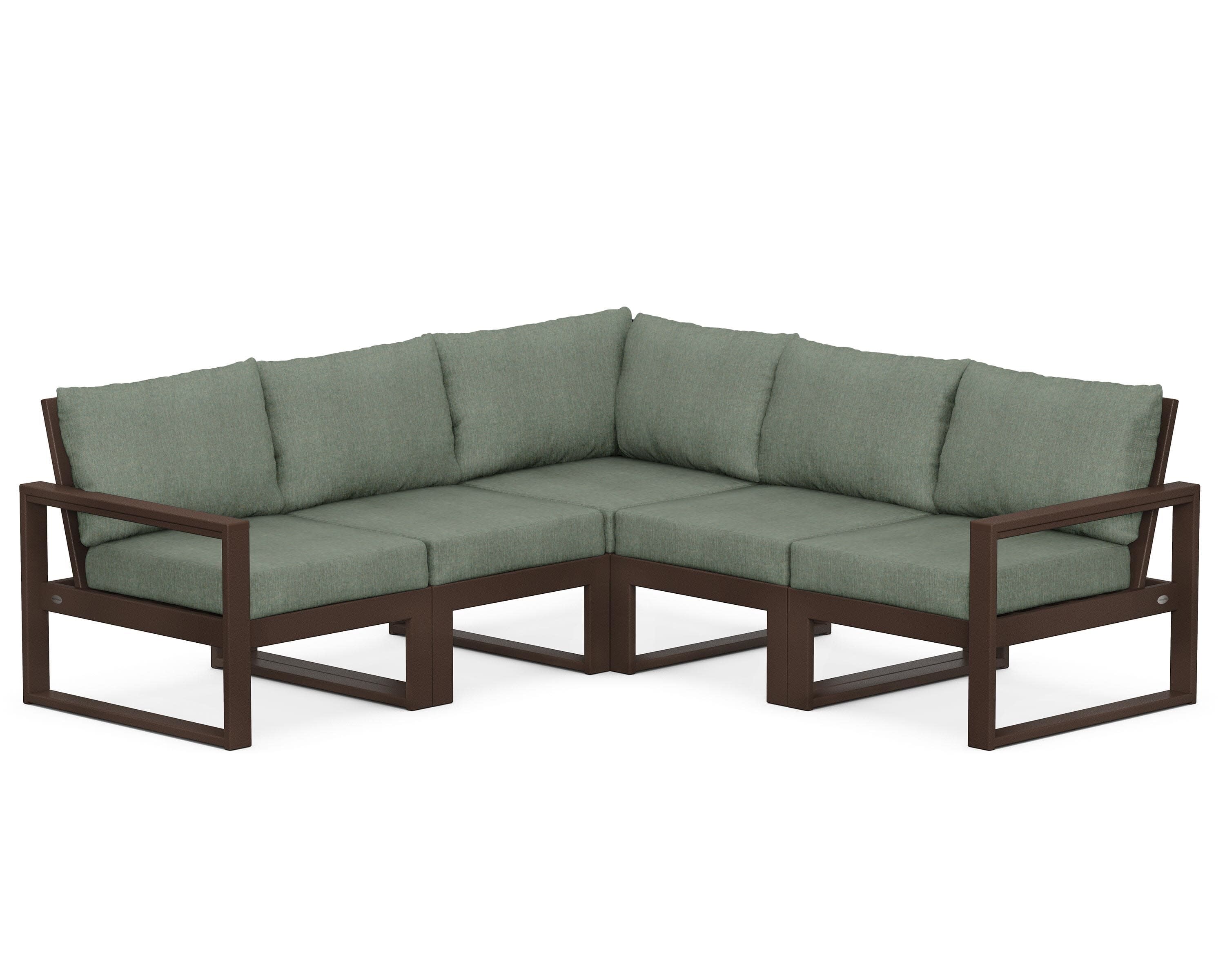 EDGE 5-Piece Modular Deep Seating Set in Mahogany / Cast Sage