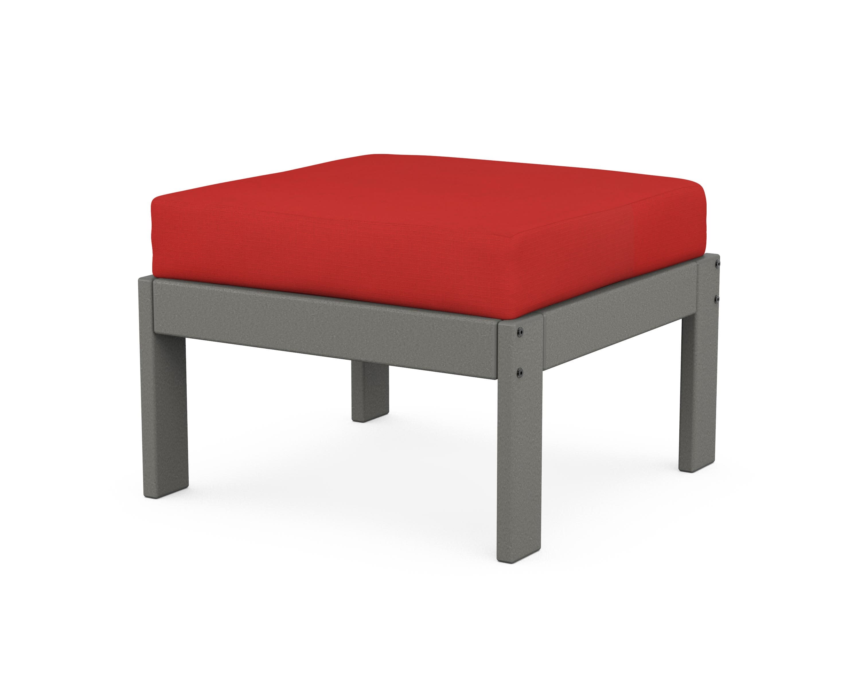 Vineyard Modular Ottoman in Slate Grey / Crimson Linen