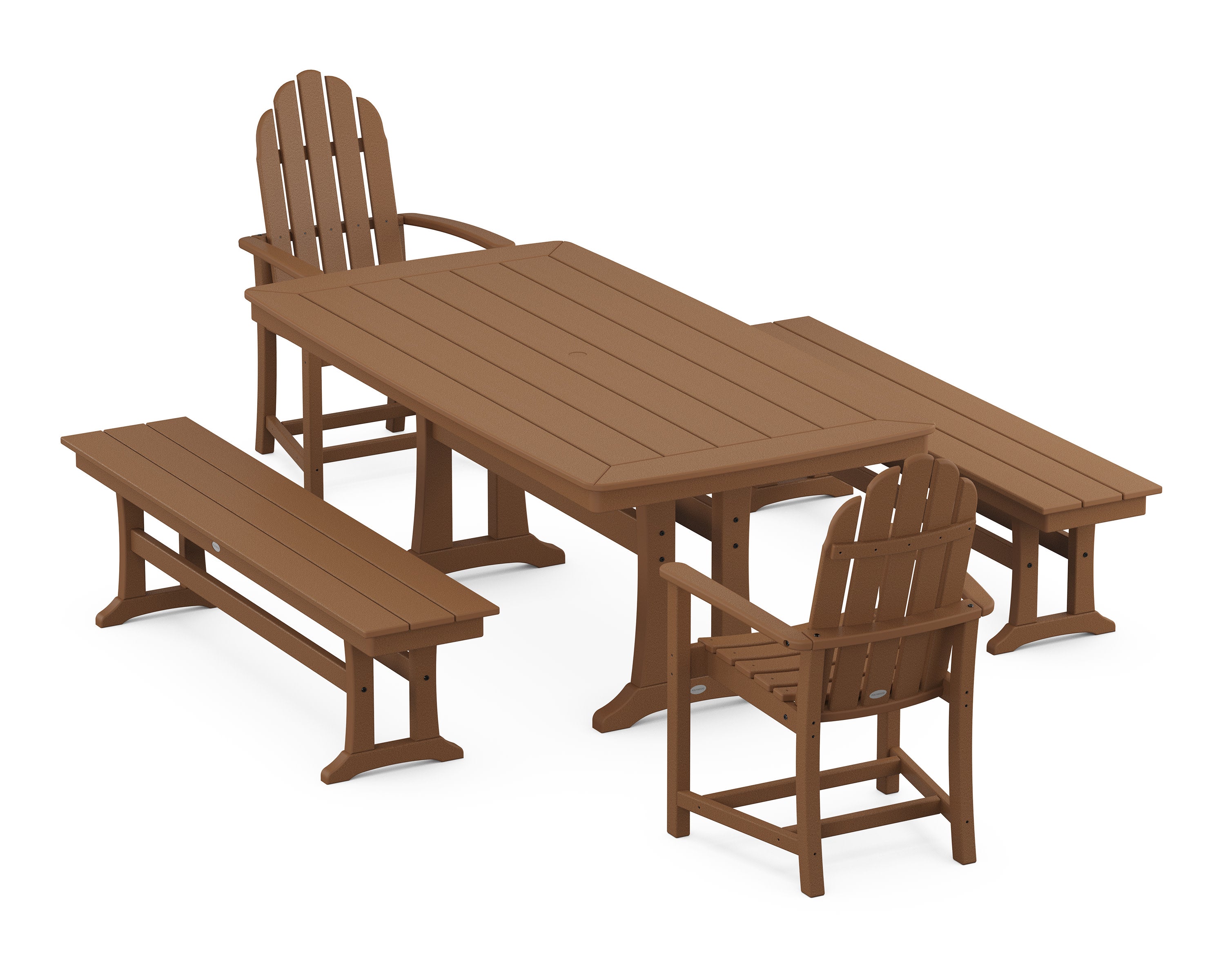 Classic Adirondack 5-Piece Dining Set with Trestle Legs in Teak