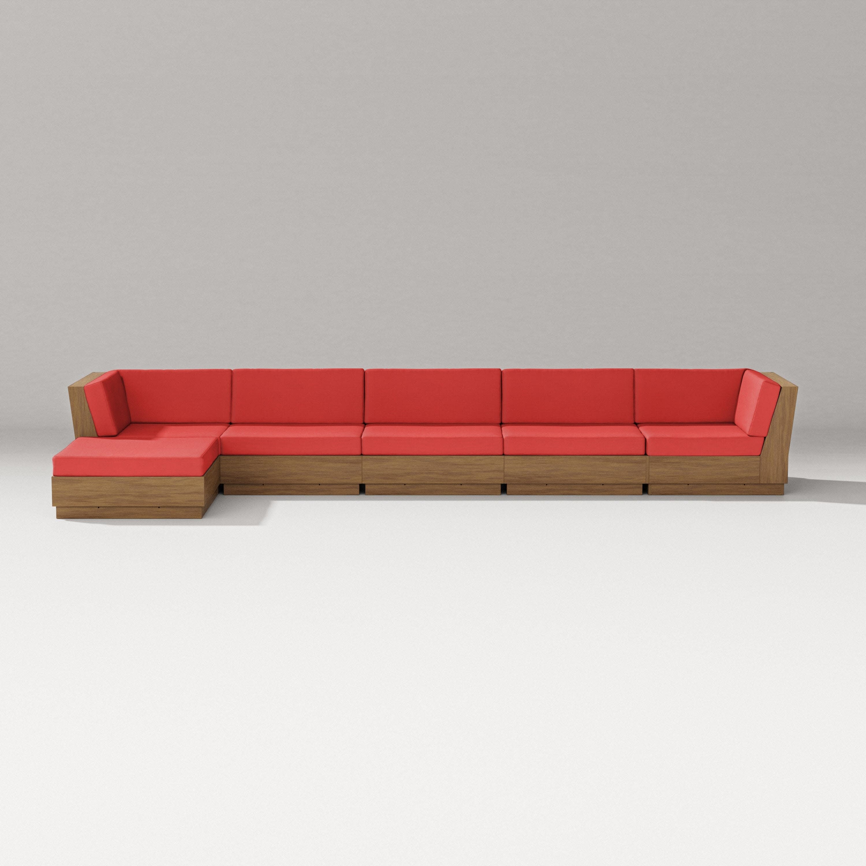 Elevate 6-Piece Chaise Sectional in Natural / Crimson Linen