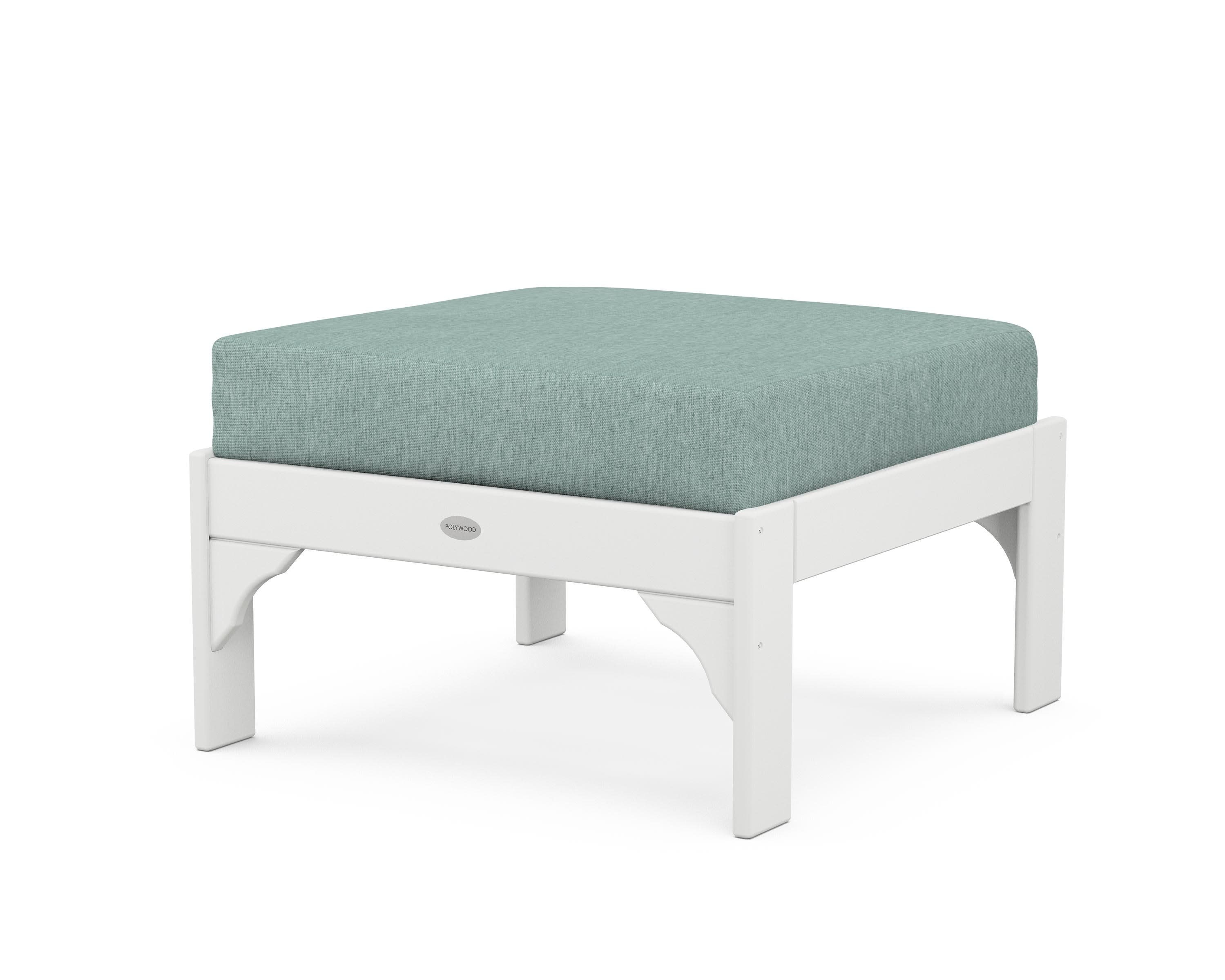 Vineyard Deep Seating Ottoman in White / Glacier Spa
