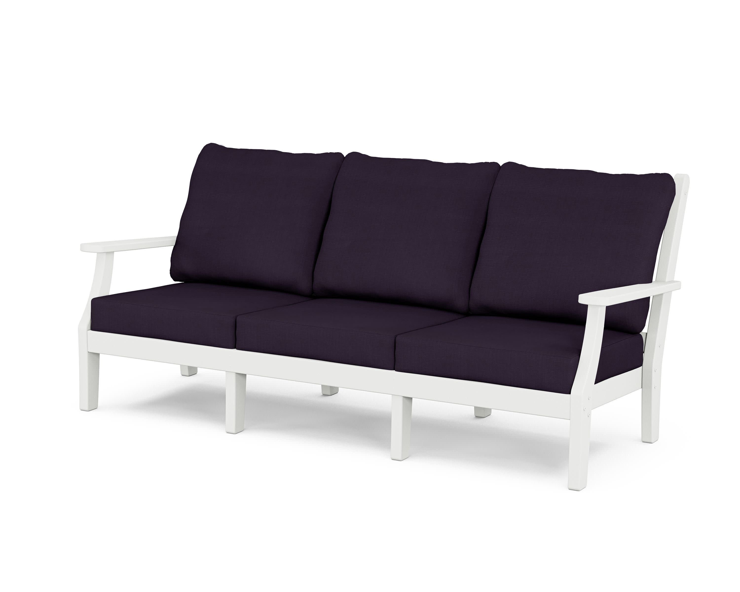 Wovendale Deep Seating Sofa in White / Navy Linen