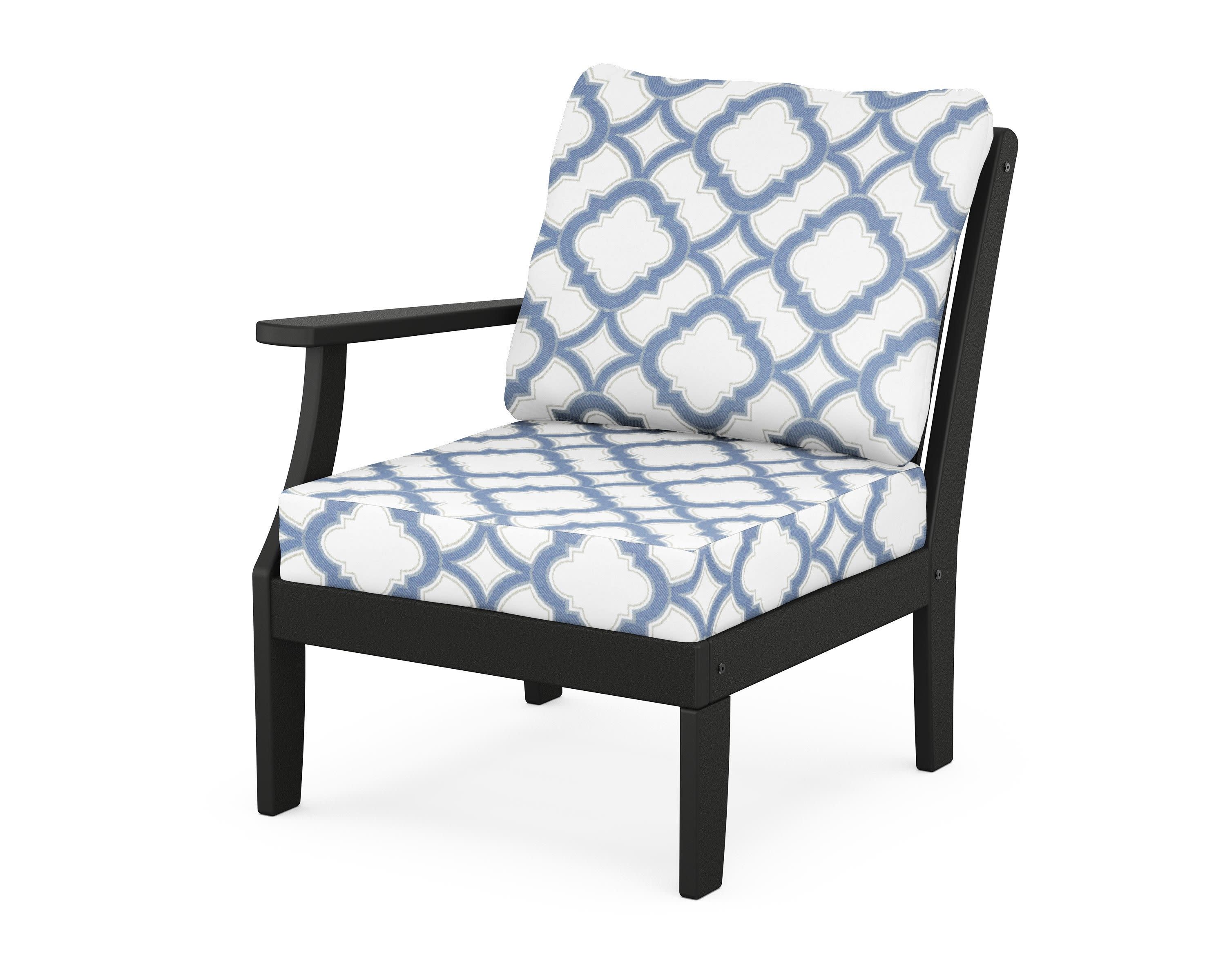 Braxton Modular Left Arm Chair in Black / Trellis Sky Blue