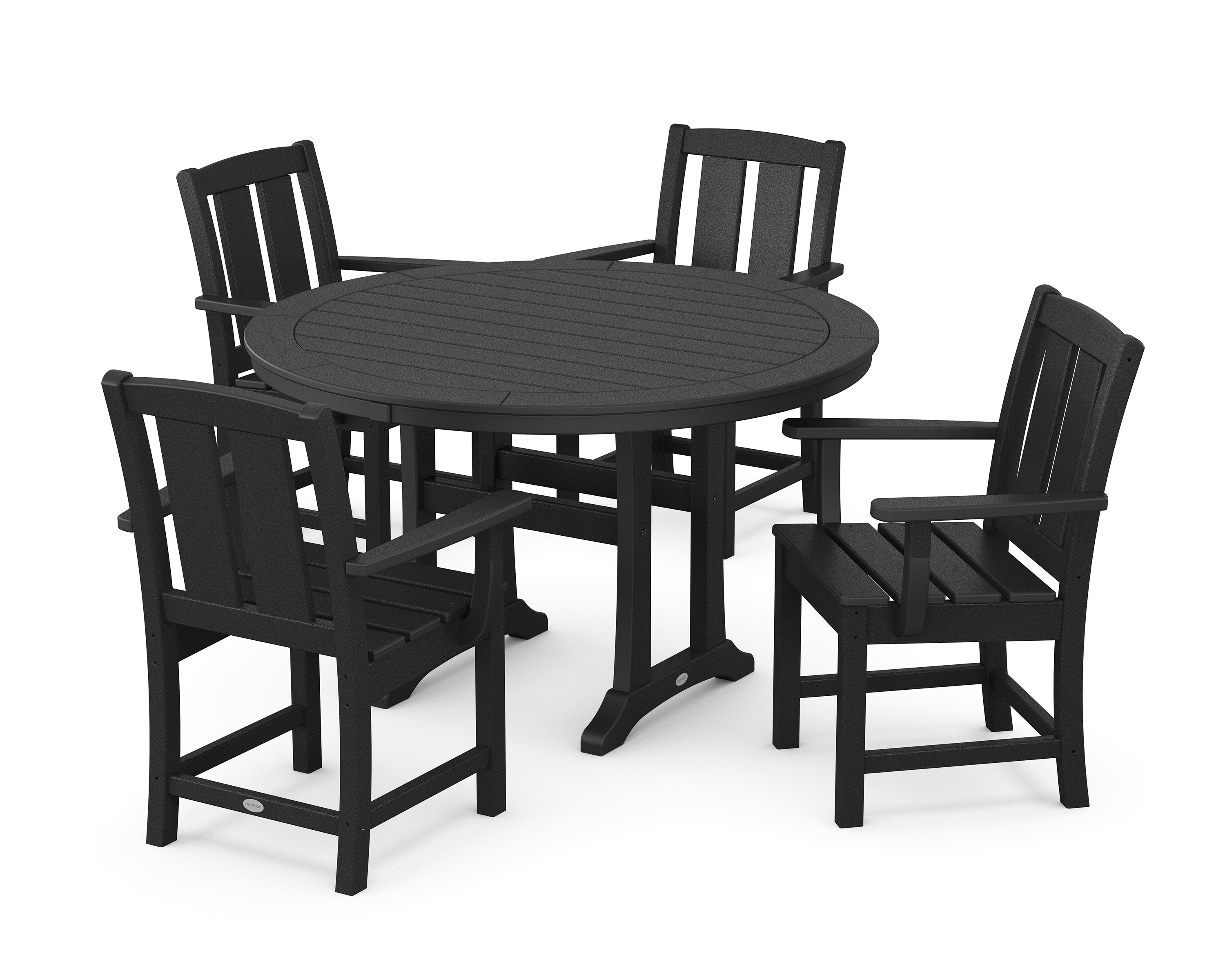 Mission 5-Piece Round Dining Set with Trestle Legs in Black