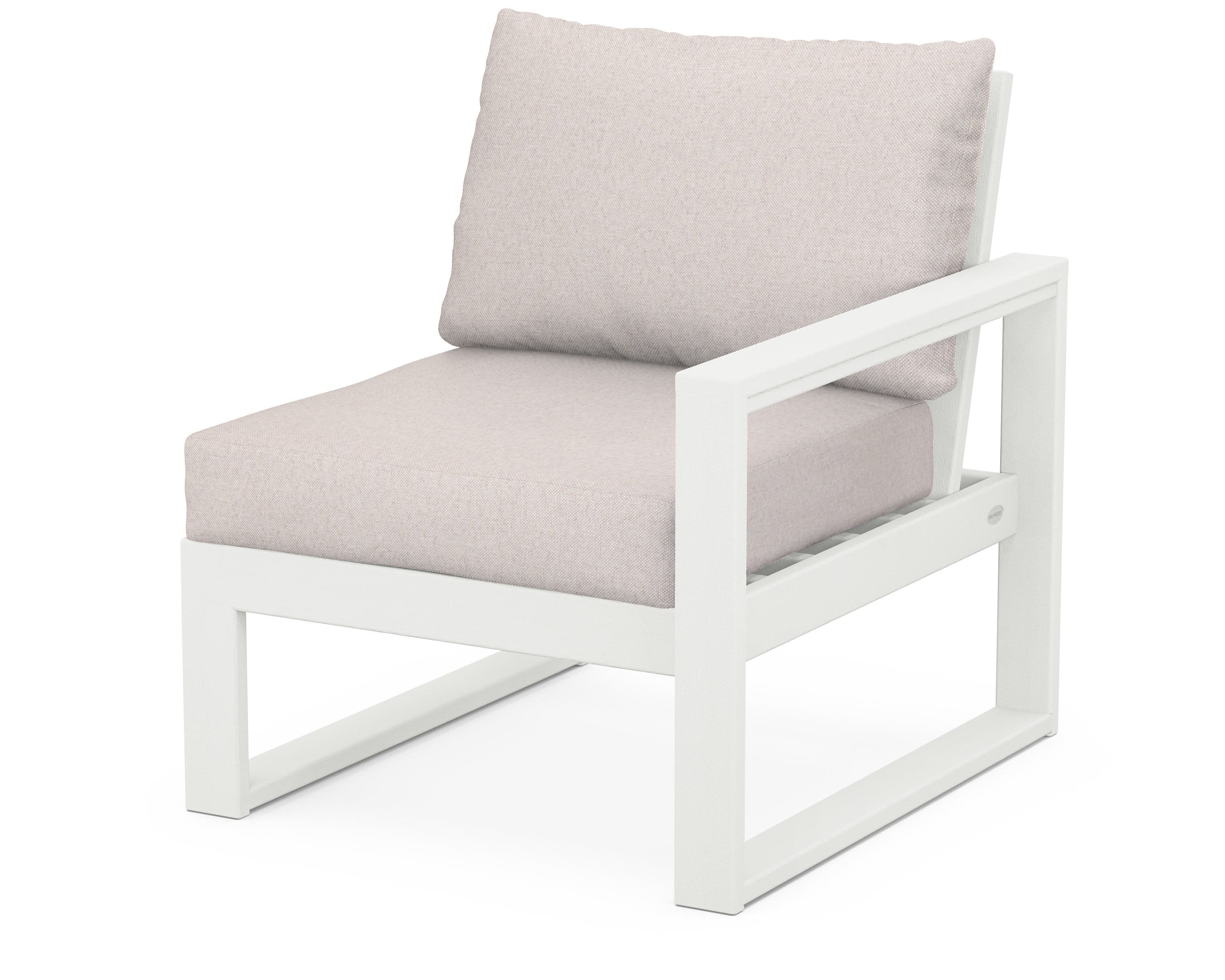 EDGE Modular Right Arm Chair in Vintage White / Dune Burlap
