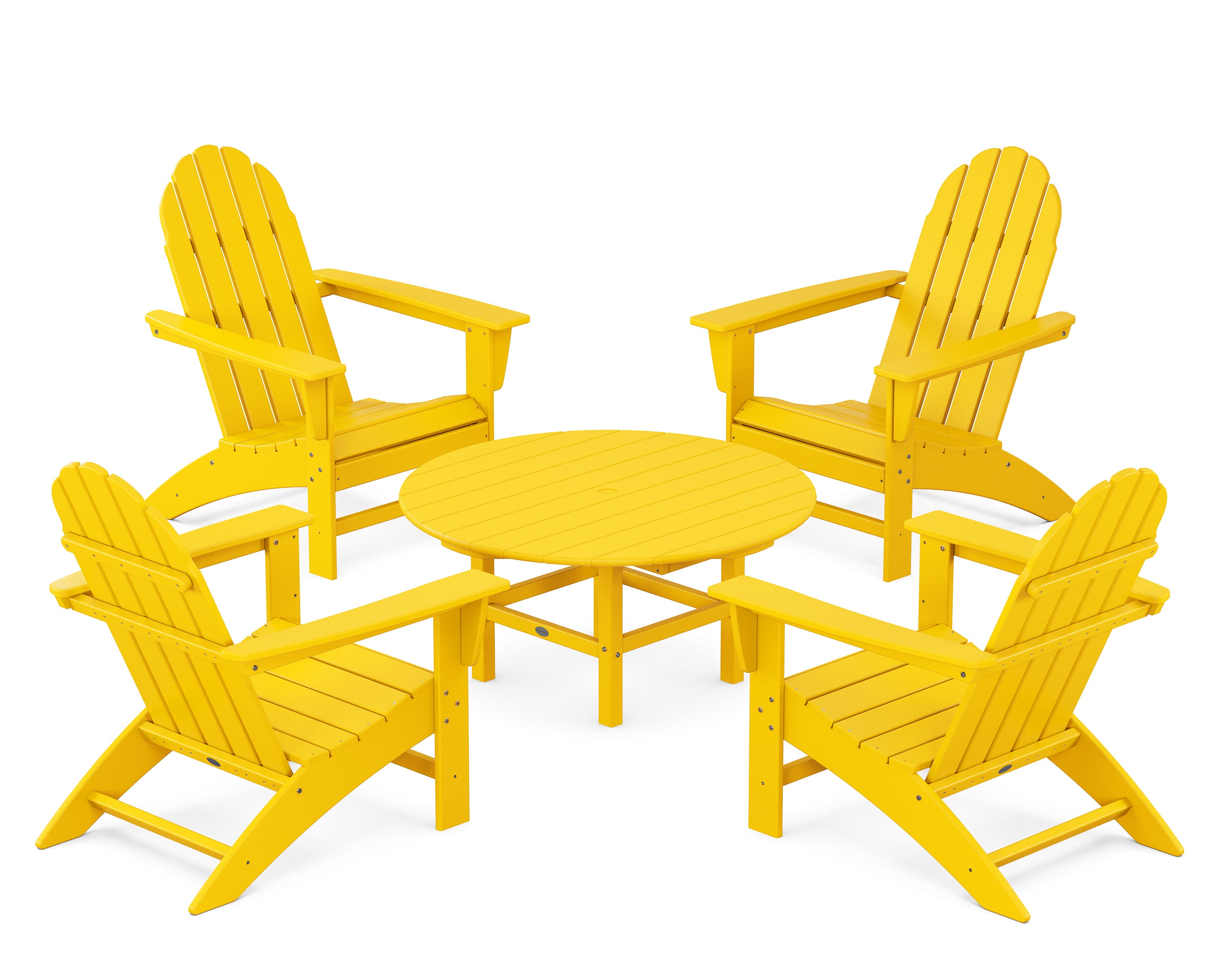 Vineyard 5-Piece Adirondack Chair Conversation Set in Lemon