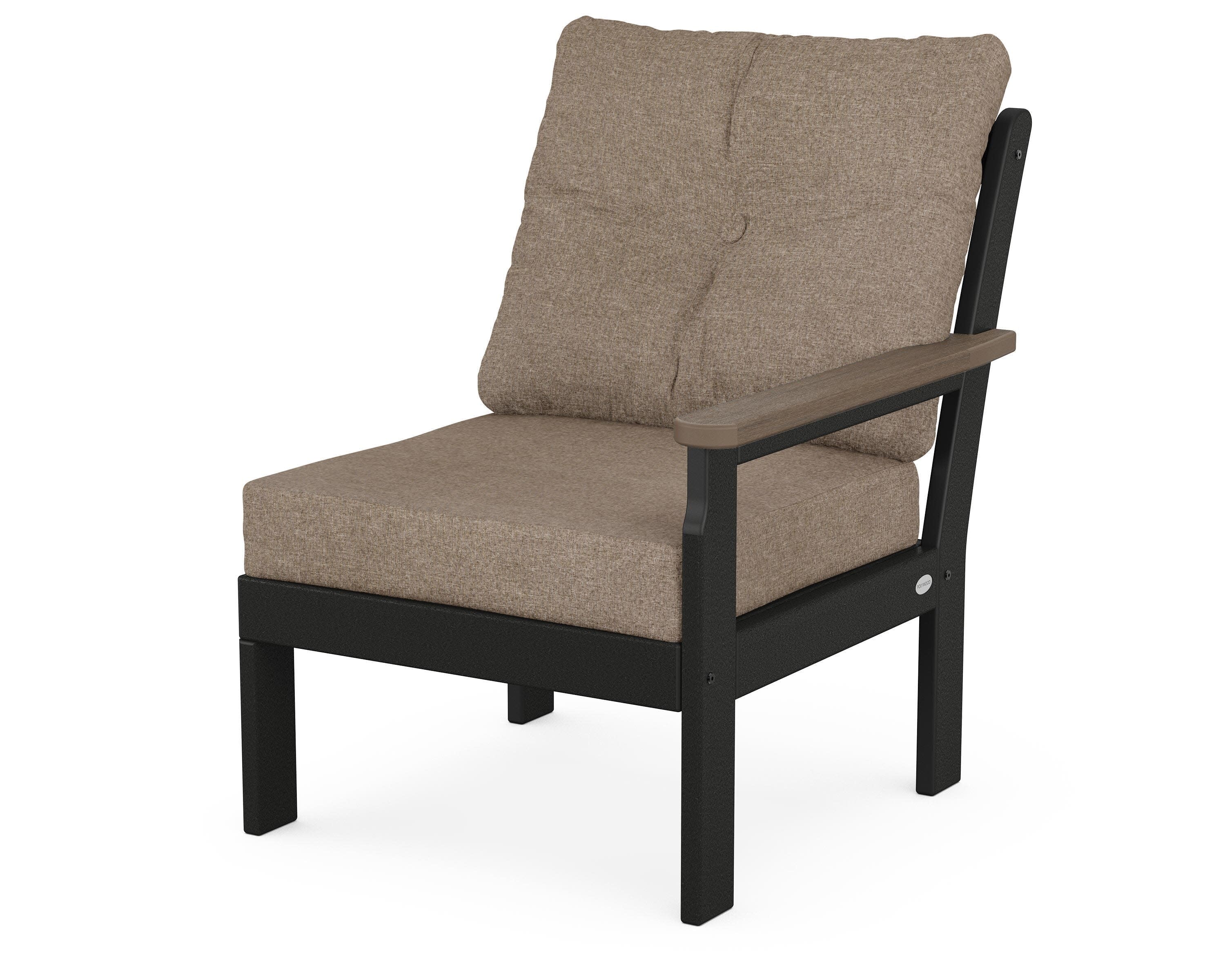 Vineyard Modular Right Arm Chair in Black / Kona / Spiced Burlap