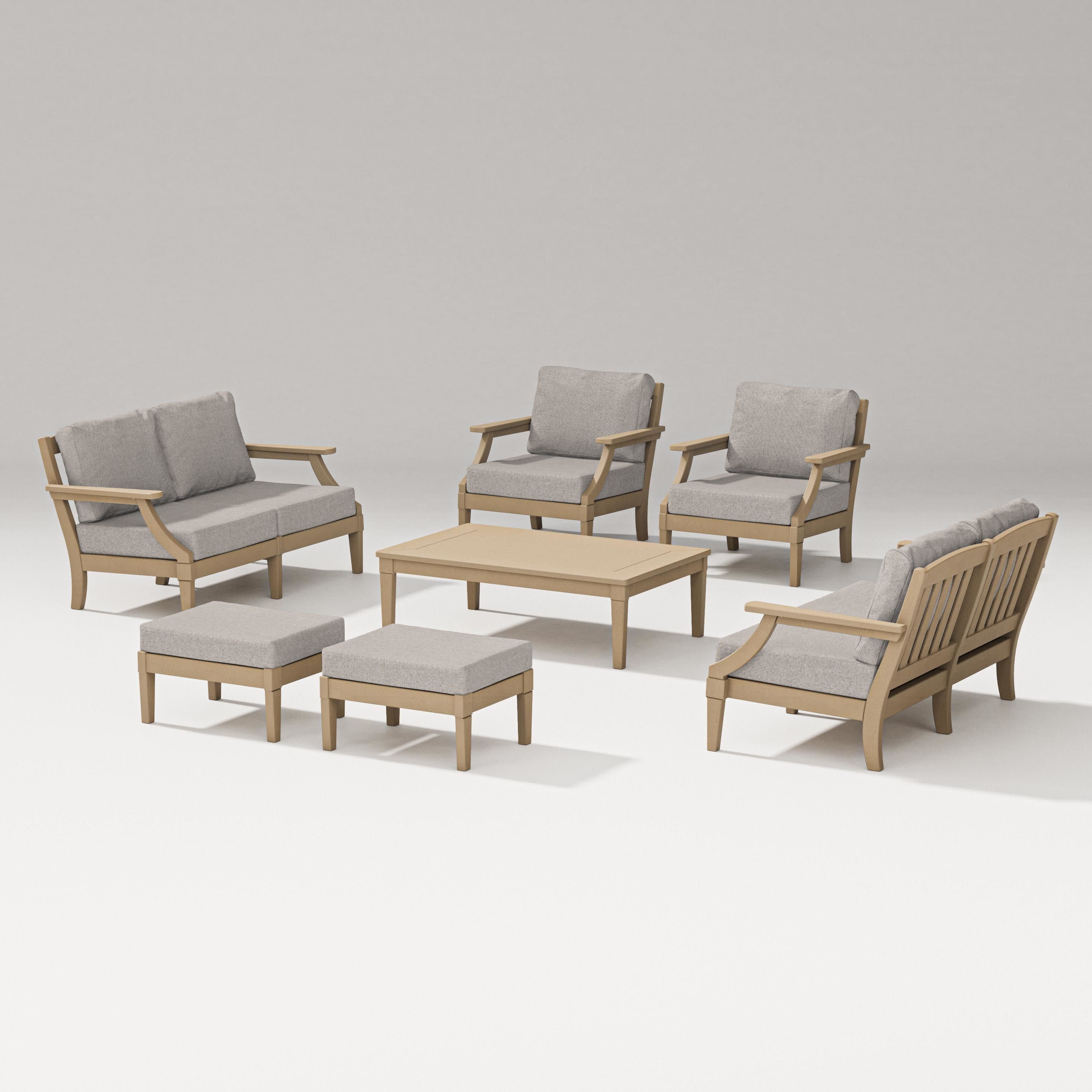 Estate 7-Piece Lounge Loveseat Set in Vintage Sahara / Weathered Tweed