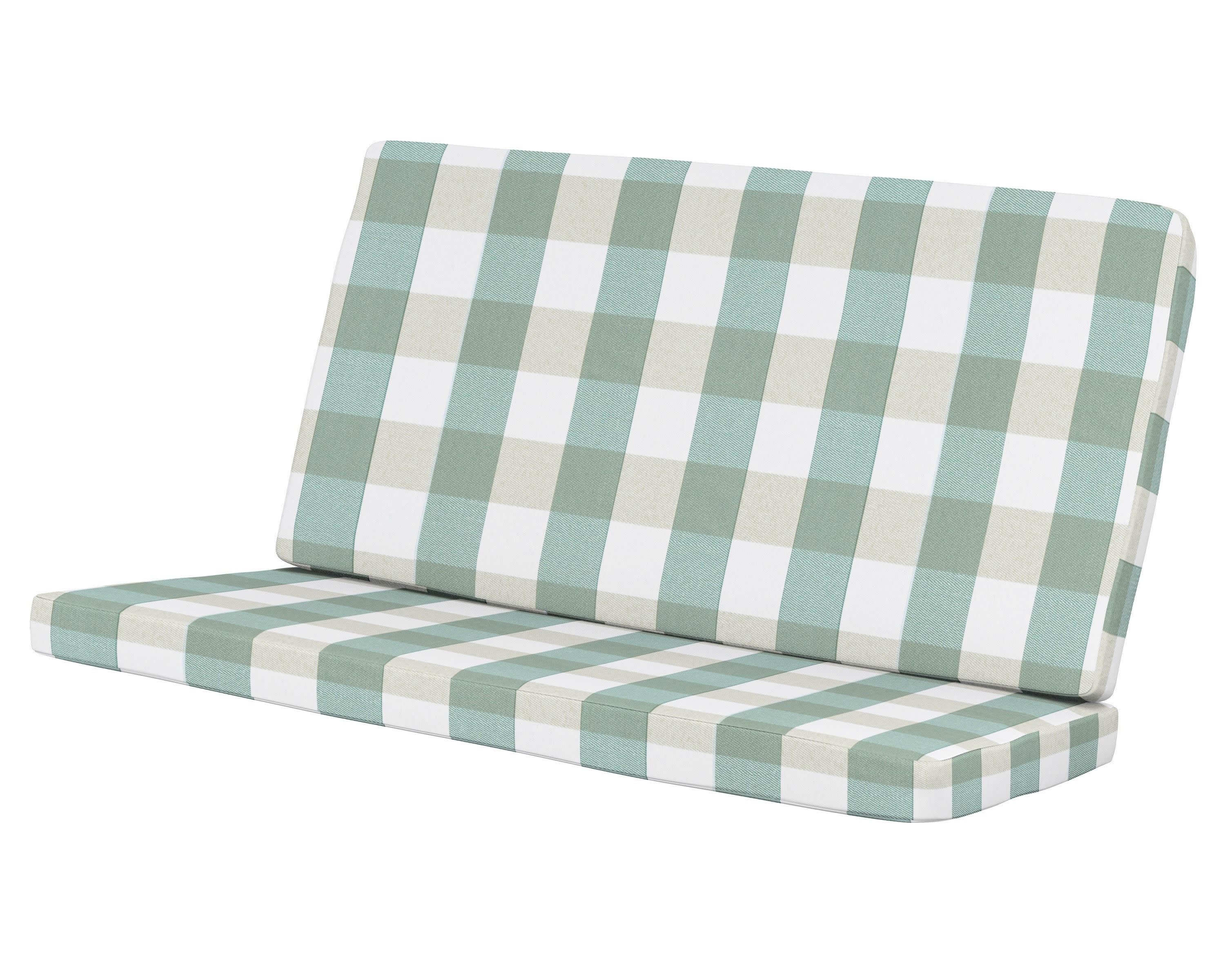 Modern Loveseat Cushion in Buffalo Plaid Glacier Spa